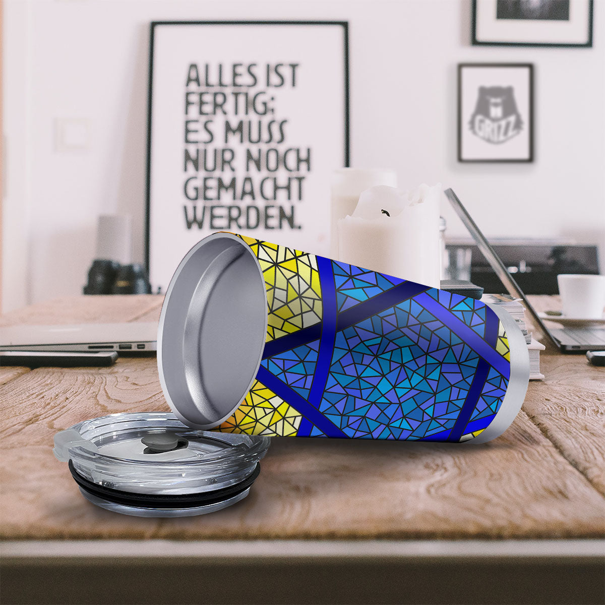 Star of David Stained Glass Print Tumbler-grizzshop