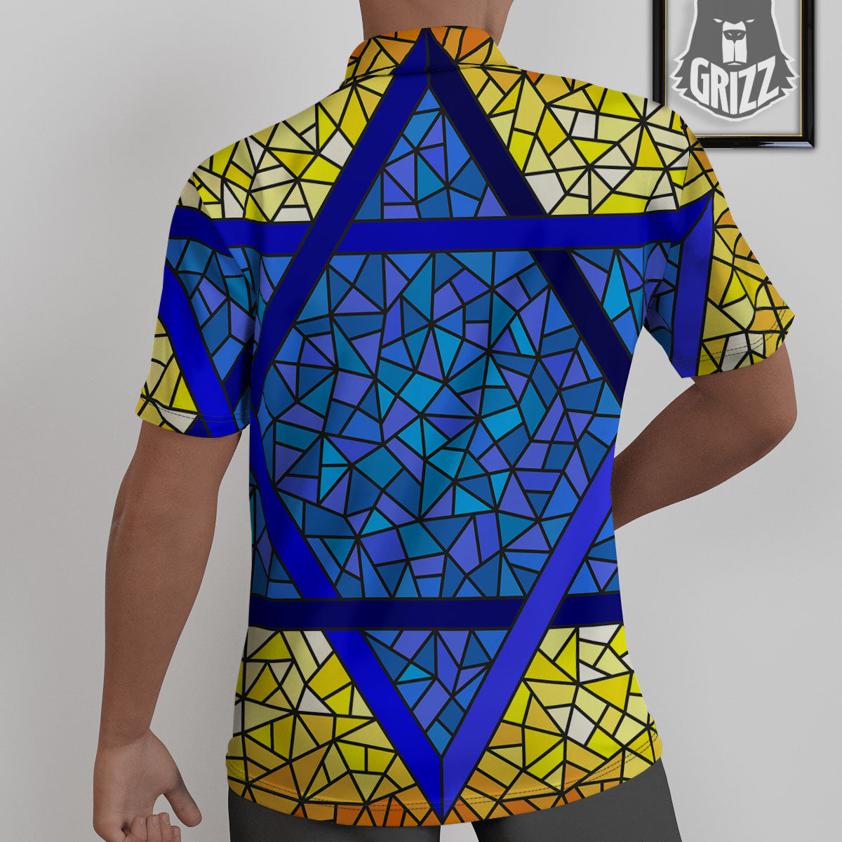 Star of David Stained Glass Print Untucked Shirts-grizzshop