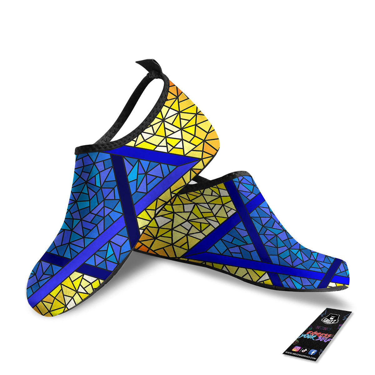 Star of David Stained Glass Print Water Shoes-grizzshop