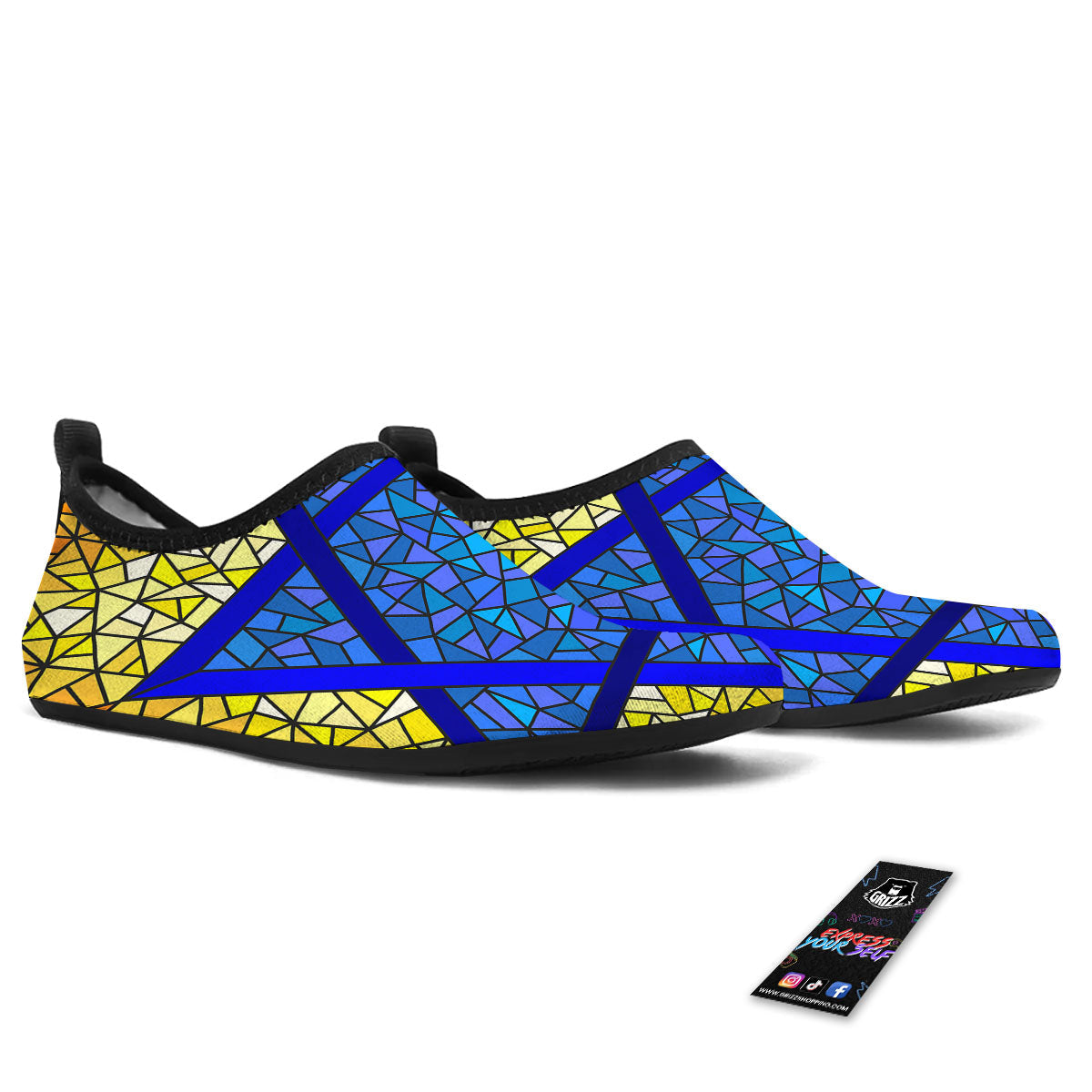 Star of David Stained Glass Print Water Shoes-grizzshop