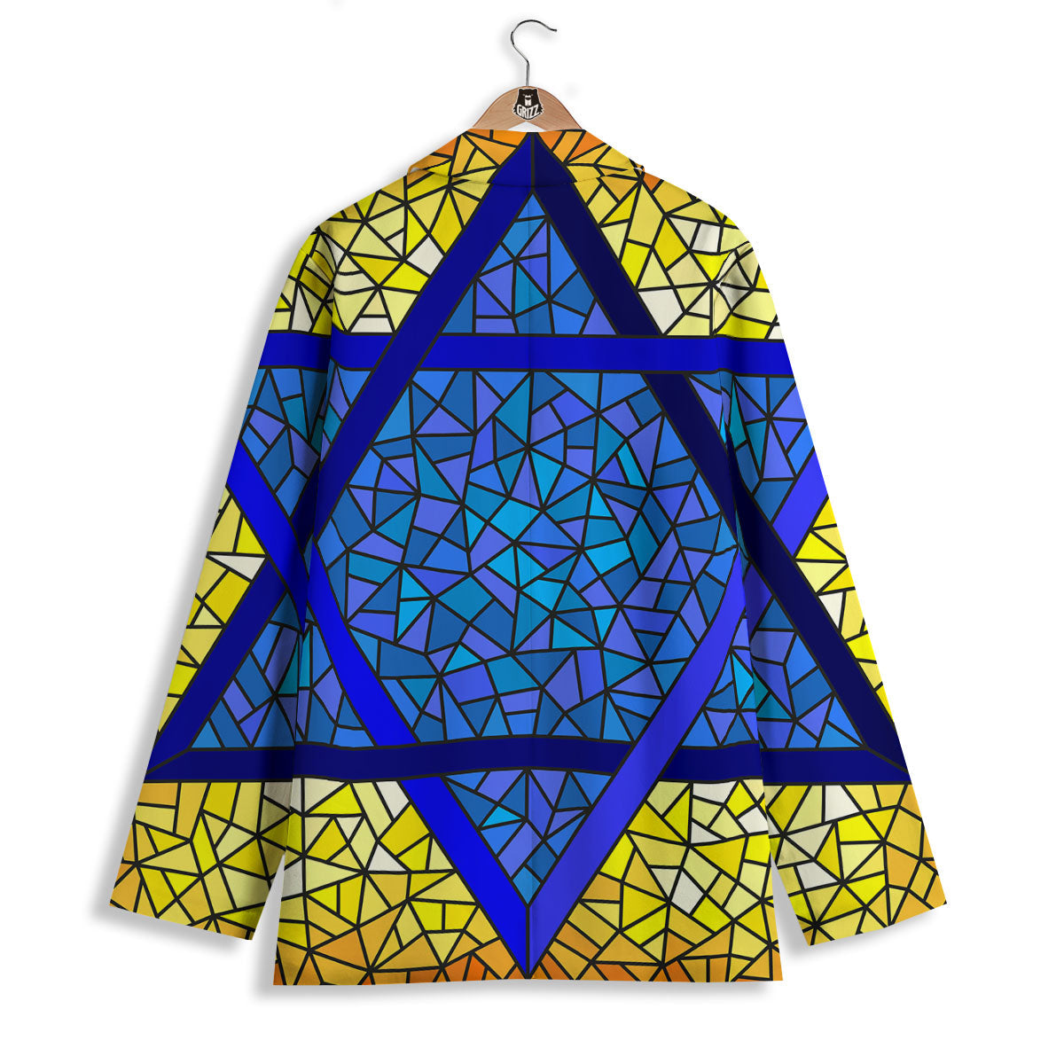 Star of David Stained Glass Print Women's Blazer-grizzshop