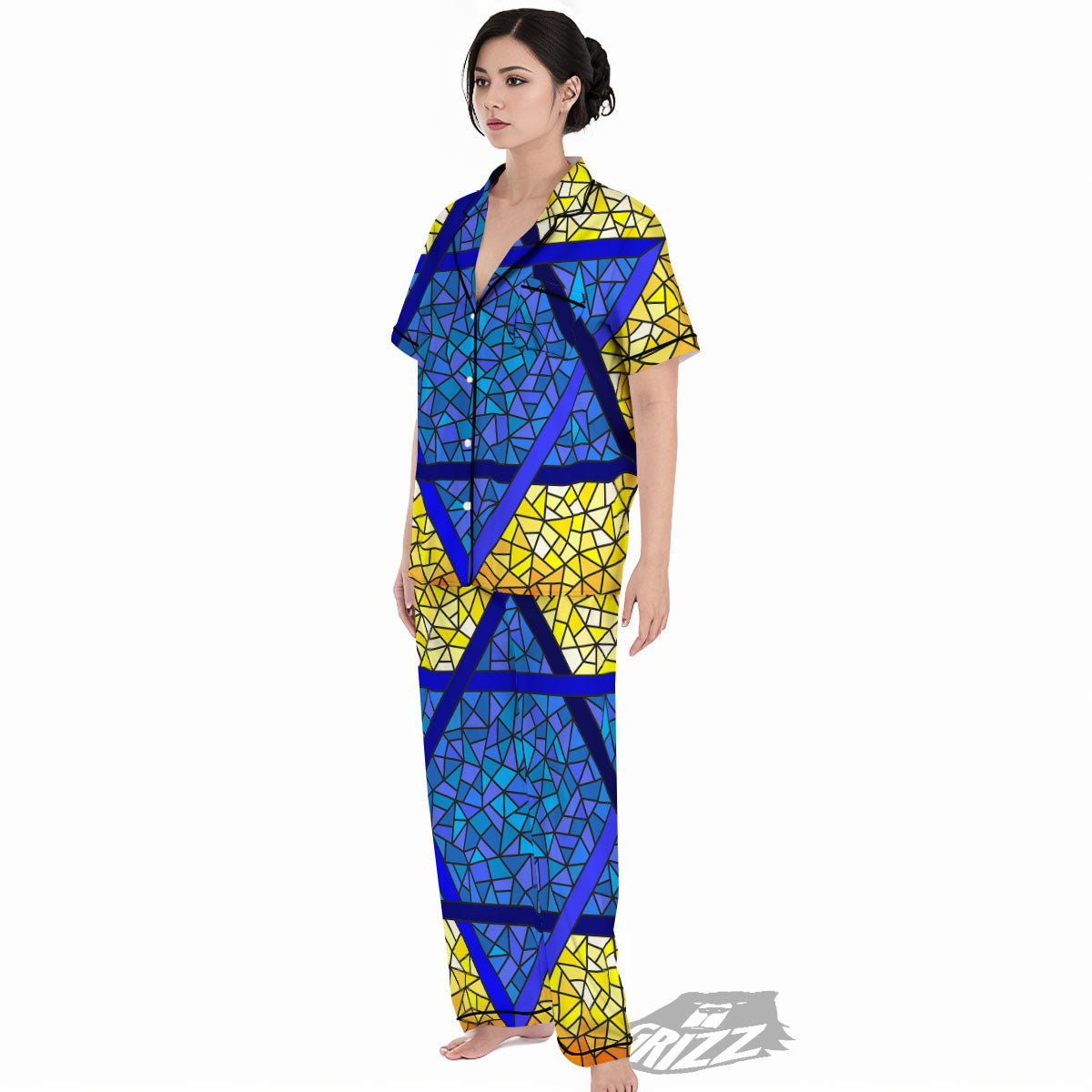 Star of David Stained Glass Print Women's Pajamas Set-grizzshop