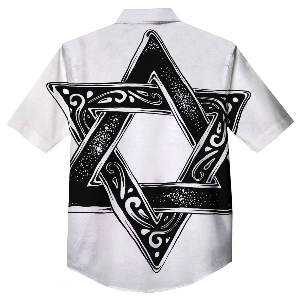 Star of David White And Black Print Button Up Shirt-grizzshop