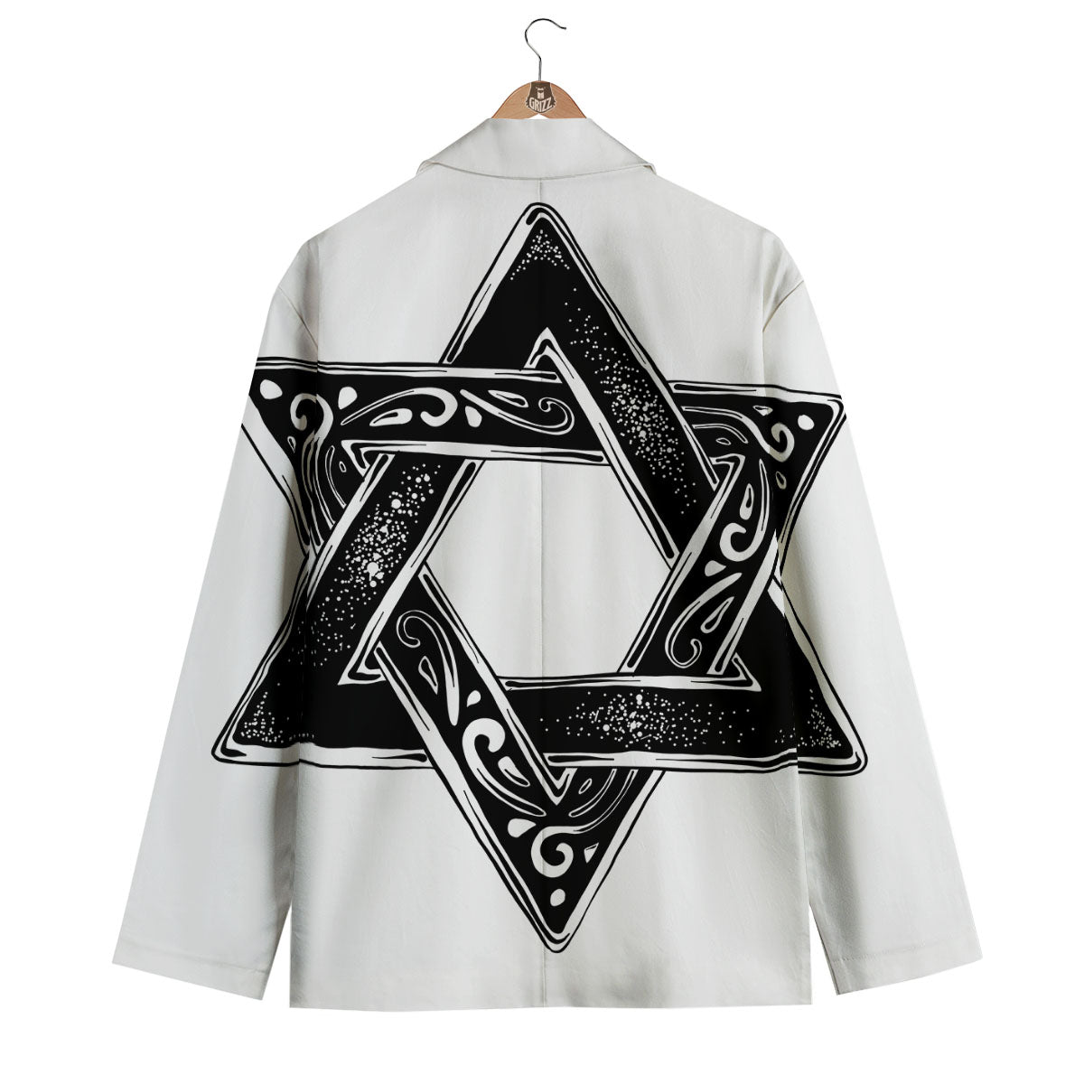 Star of David White And Black Print Men's Blazer-grizzshop