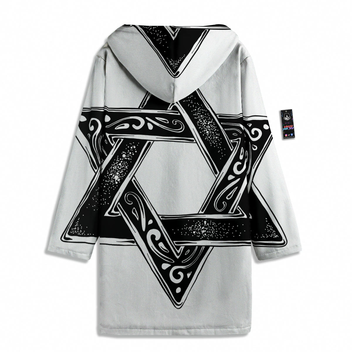 Star of David White And Black Print Men's Windbreaker Jacket-grizzshop