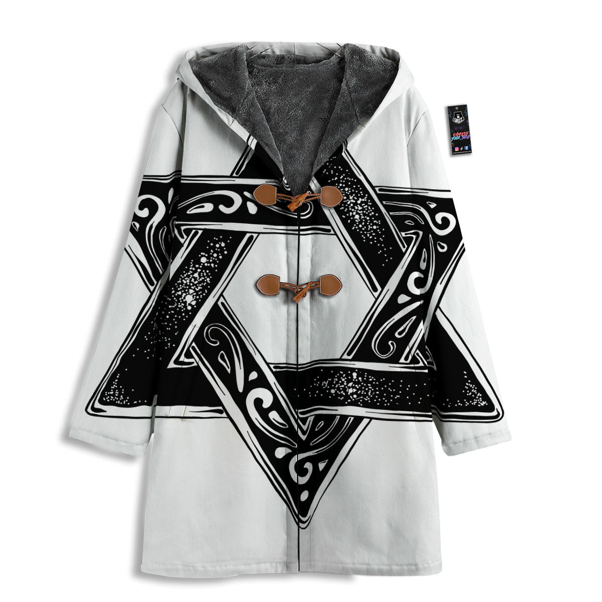 Star of David White And Black Print Men's Windbreaker Jacket-grizzshop