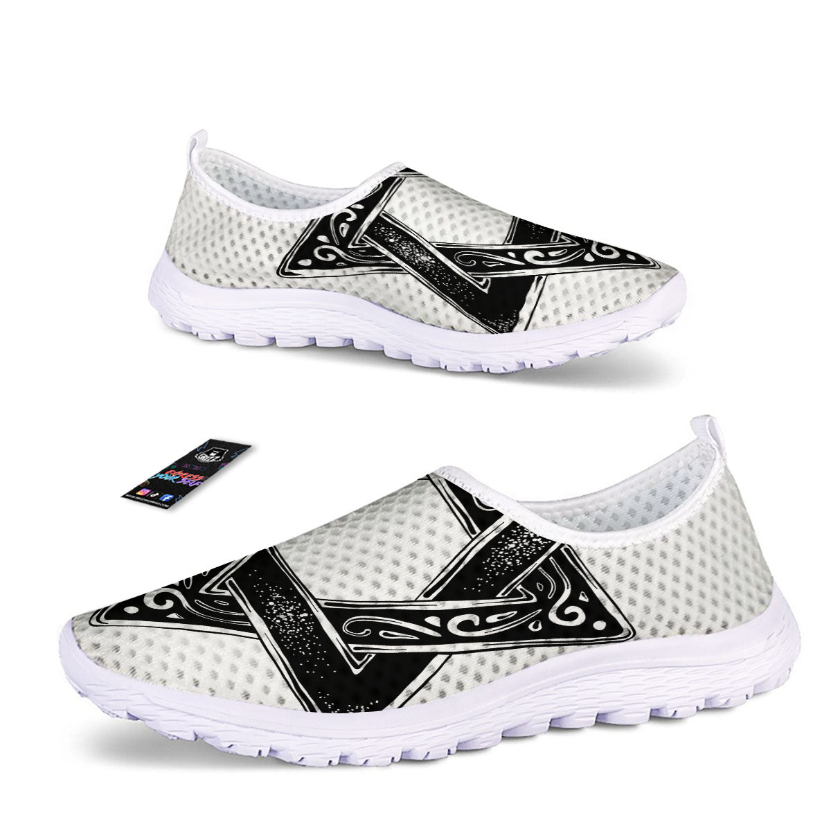 Star of David White And Black Print Nurse Shoes-grizzshop
