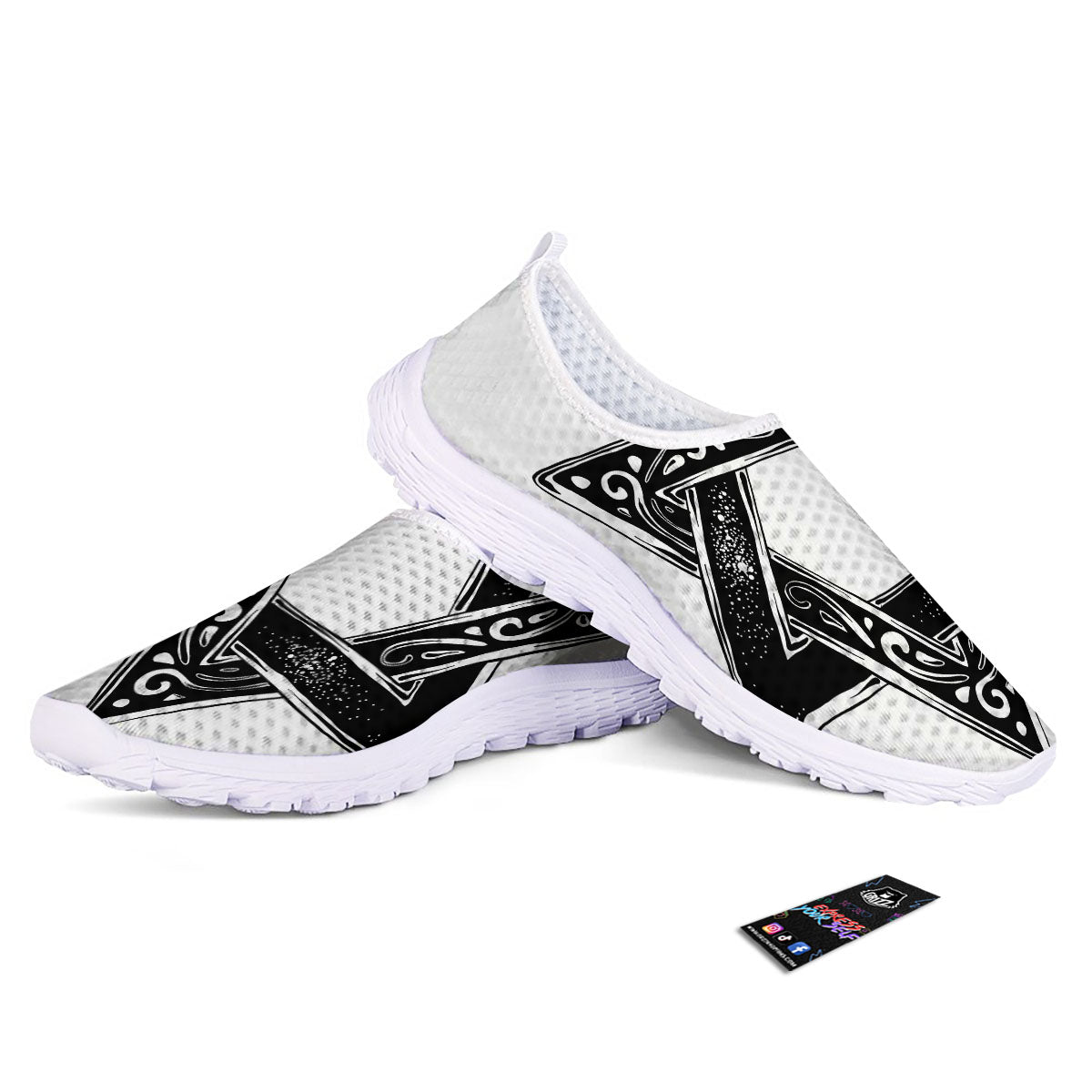 Star of David White And Black Print Nurse Shoes-grizzshop