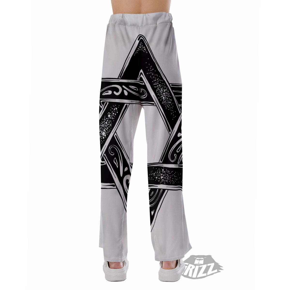 Star of David White And Black Print Pajama Pants-grizzshop