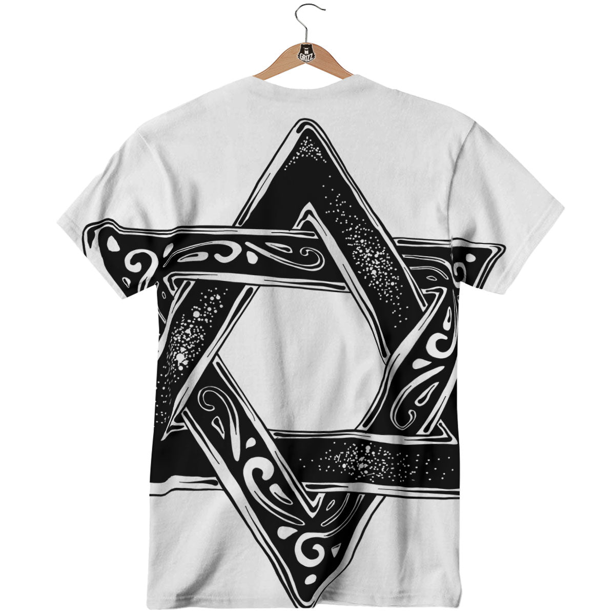 Star of David White And Black Print T-Shirt-grizzshop