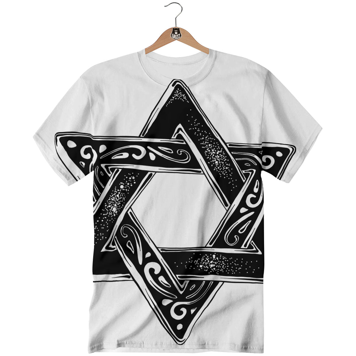 Star of David White And Black Print T-Shirt-grizzshop