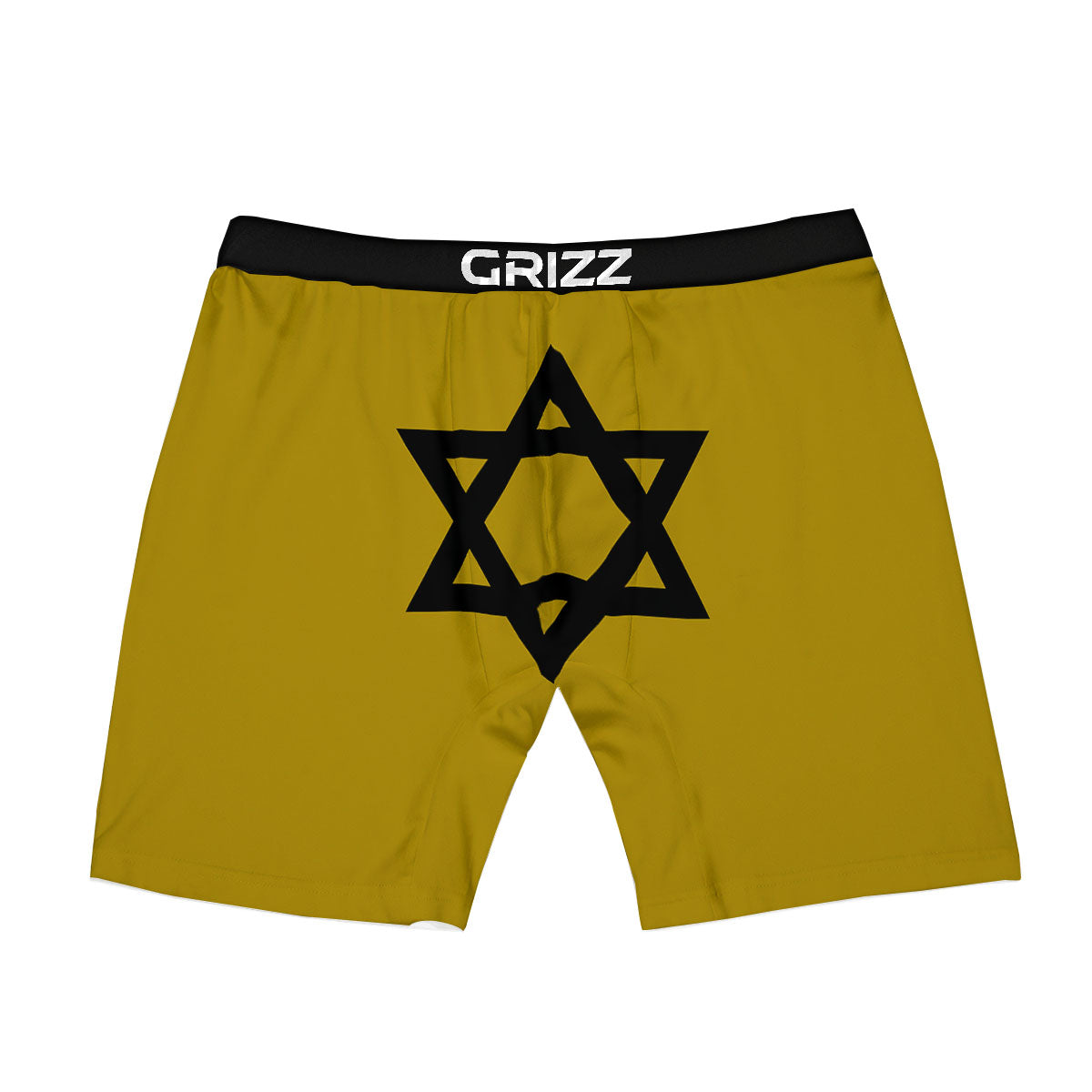 Star of David Yellow And Black Print Boxer Briefs-grizzshop