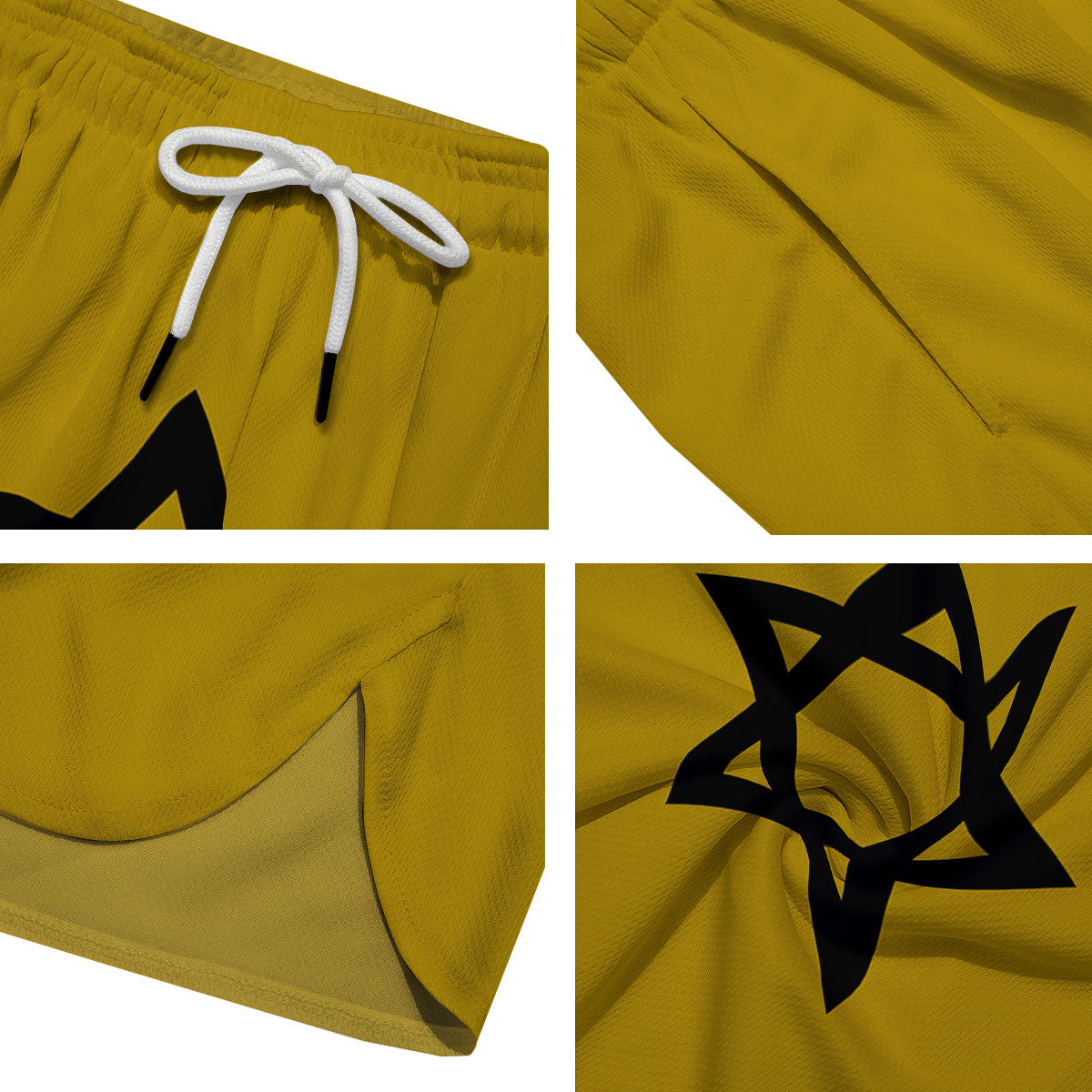 Star of David Yellow And Black Print Men's Running Shorts-grizzshop