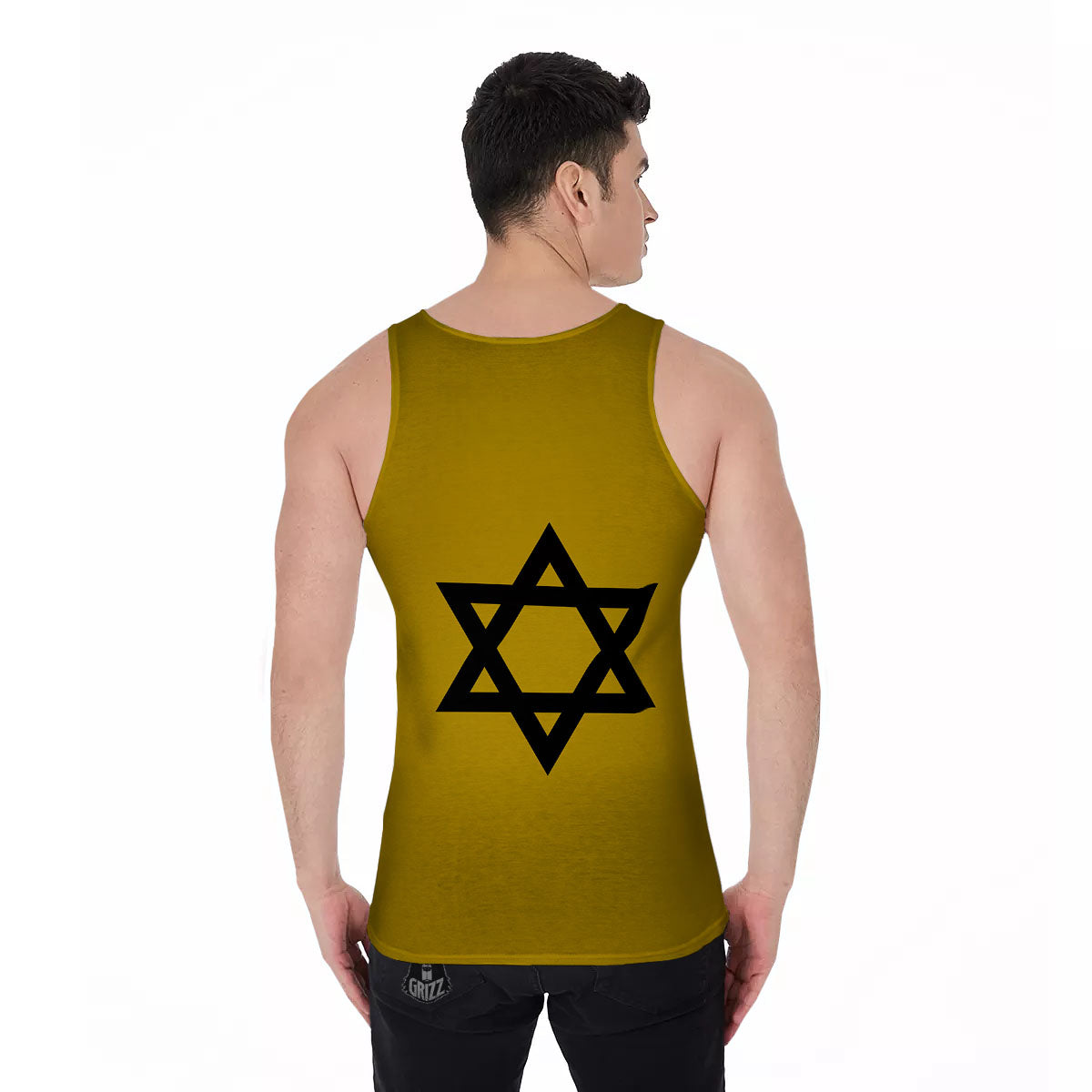 Star of David Yellow And Black Print Men's Tank Top-grizzshop