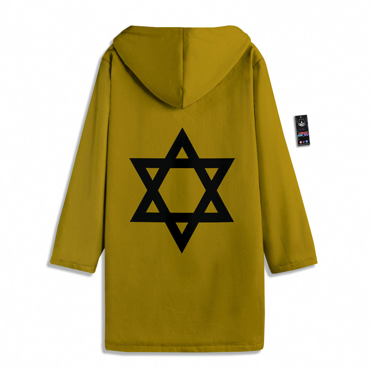 Star of David Yellow And Black Print Men's Windbreaker Jacket-grizzshop