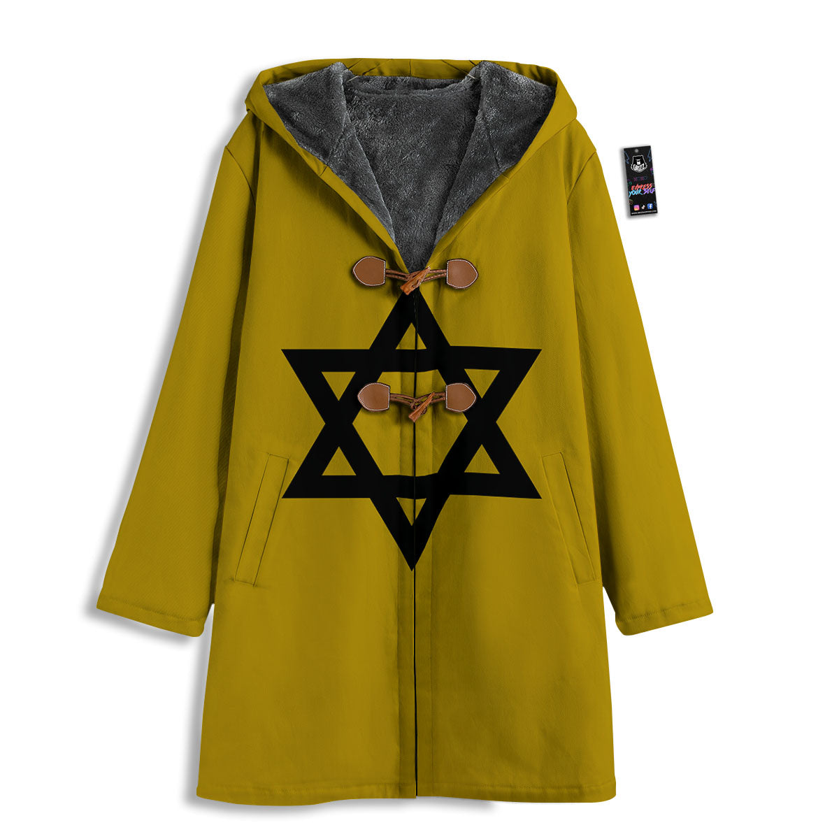 Star of David Yellow And Black Print Men's Windbreaker Jacket-grizzshop