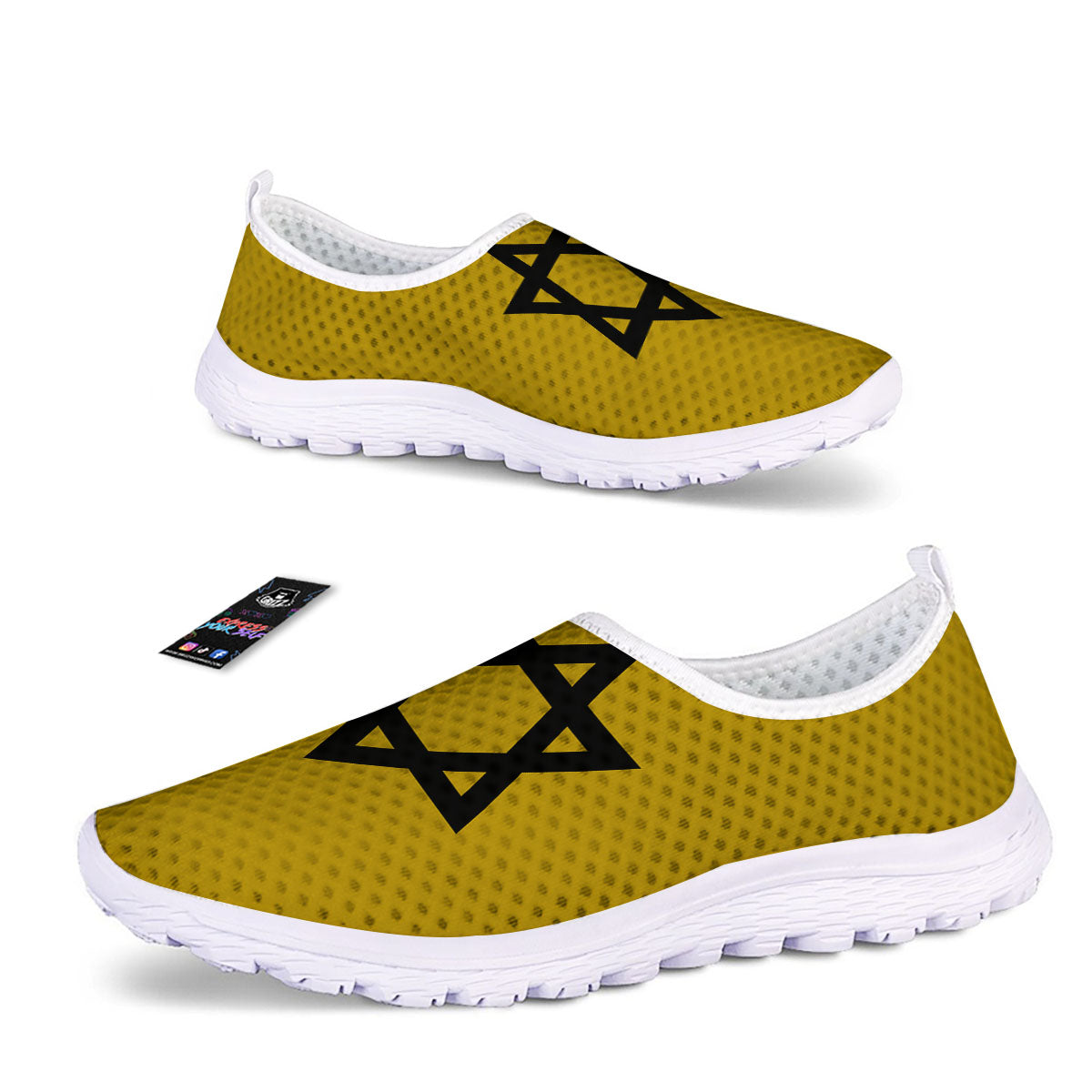 Star of David Yellow And Black Print Nurse Shoes-grizzshop