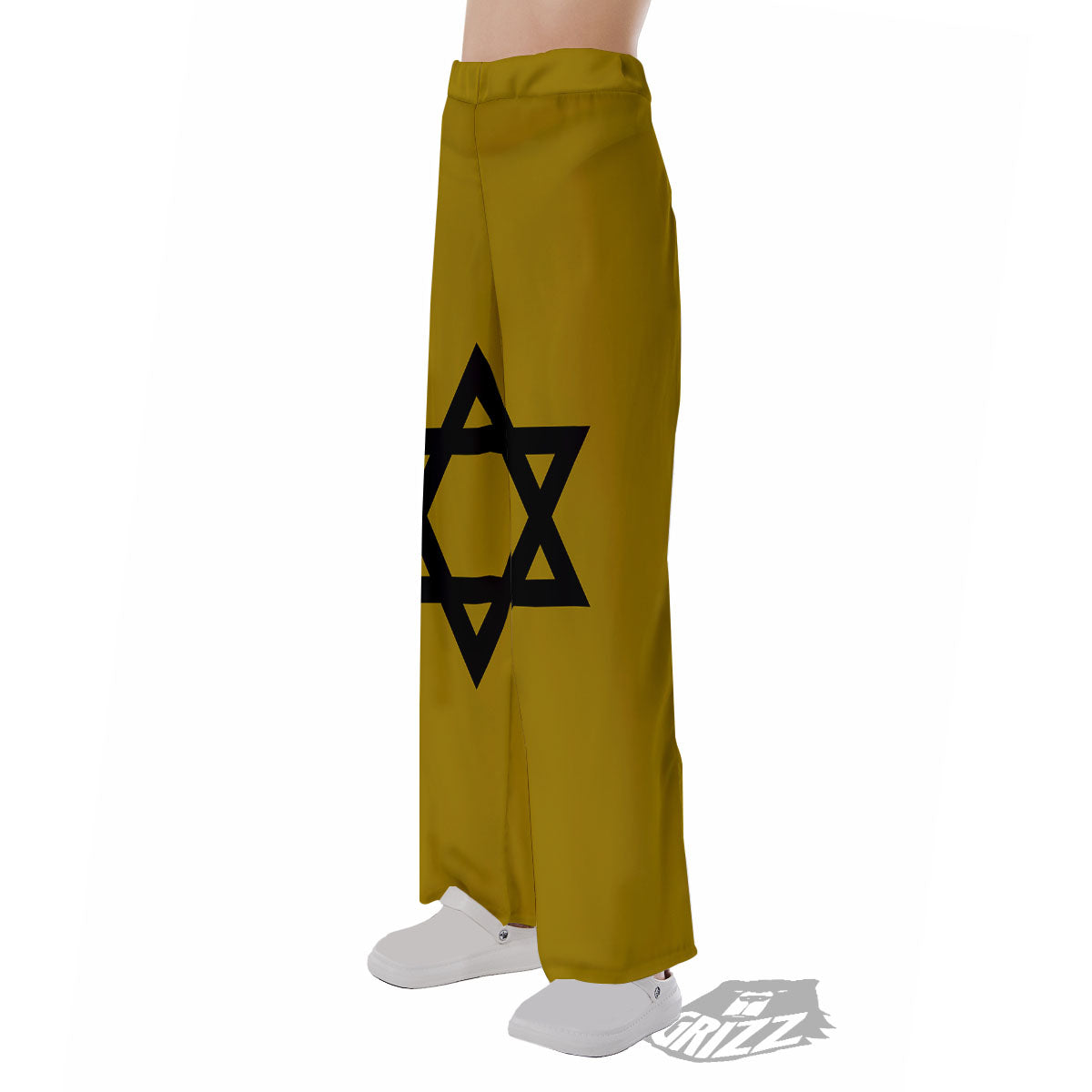 Star of David Yellow And Black Print Pajama Pants-grizzshop