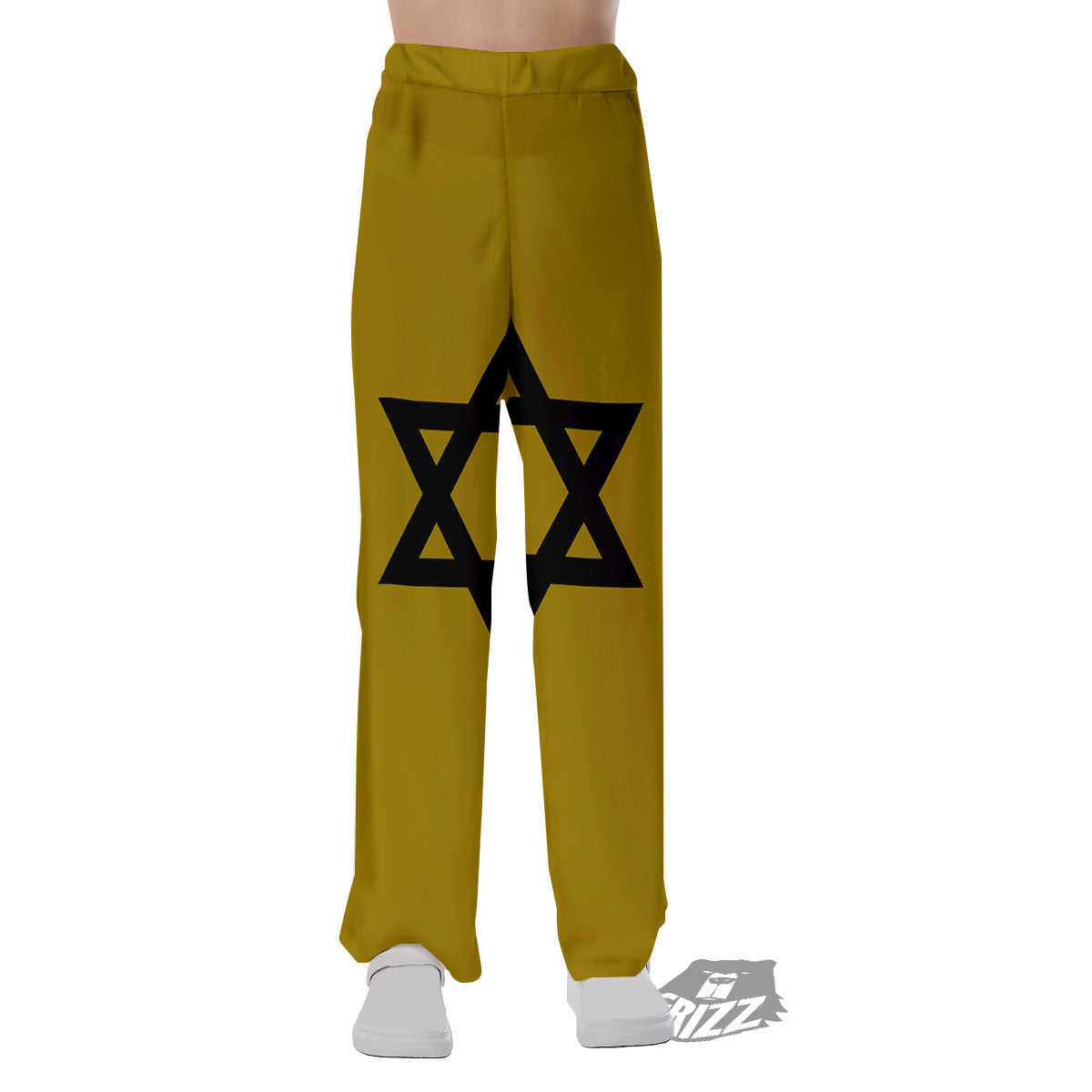 Star of David Yellow And Black Print Pajama Pants-grizzshop