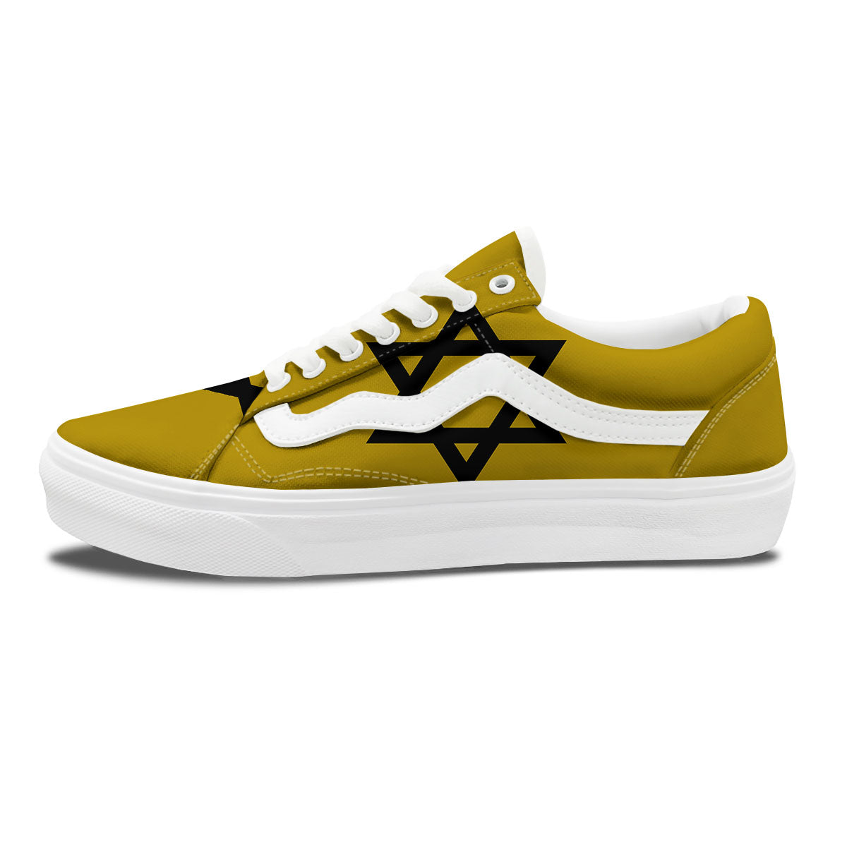 Star of David Yellow And Black Print Skate Shoes-grizzshop