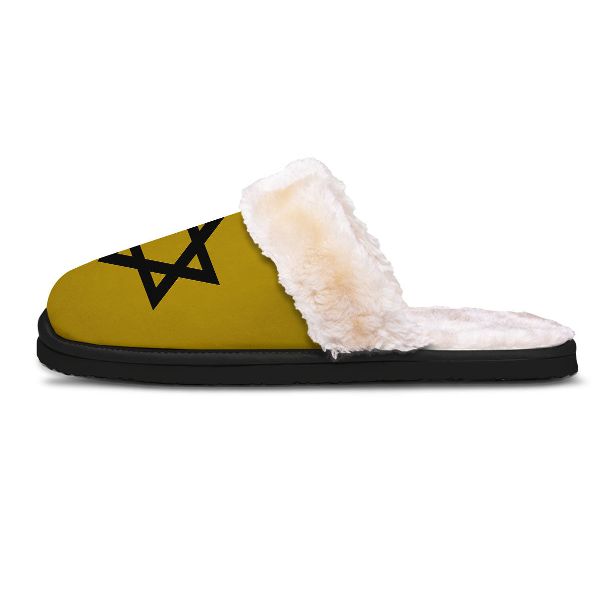 Star of David Yellow And Black Print Slippers-grizzshop