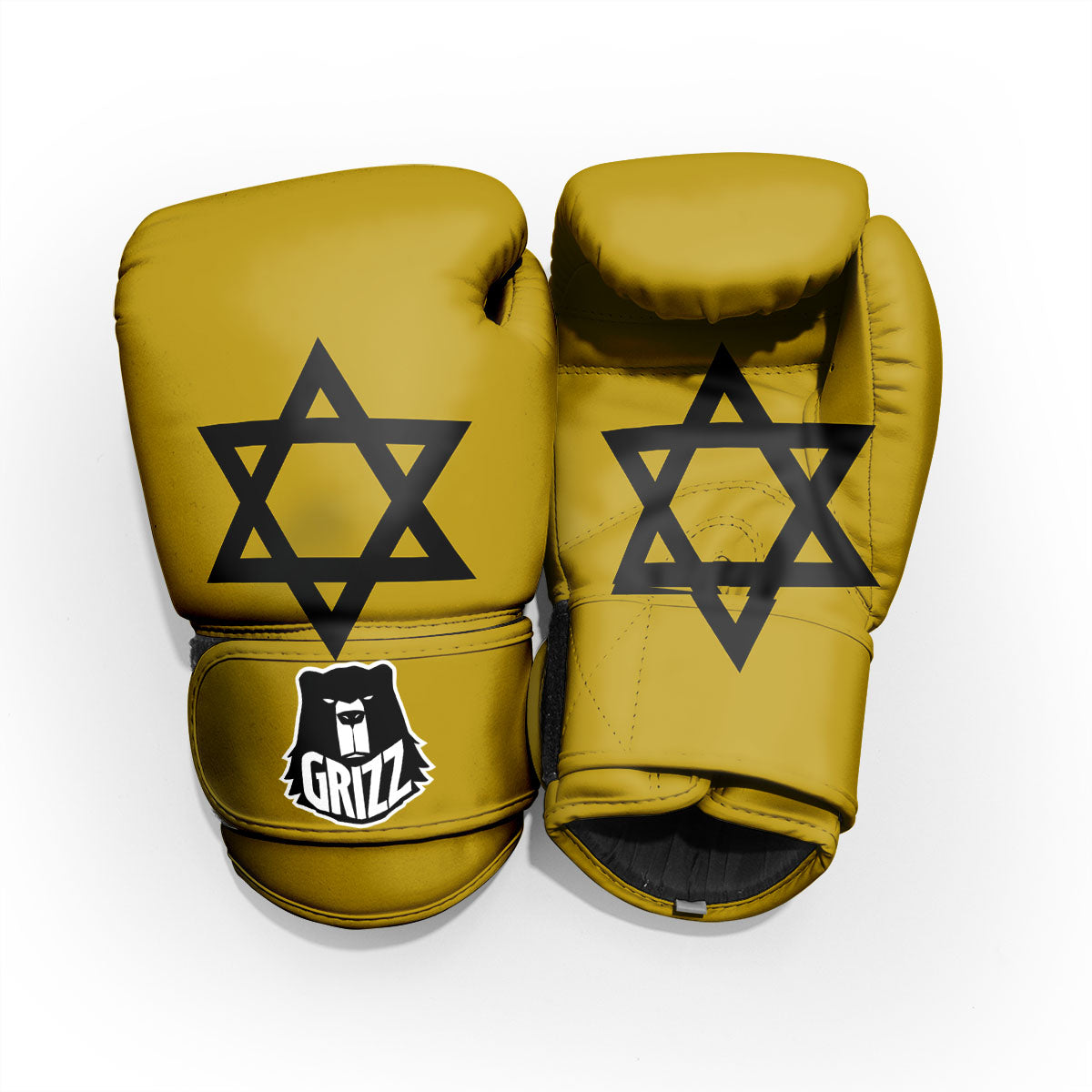 Star of David Yellow And Black Print Pro Boxing Glove