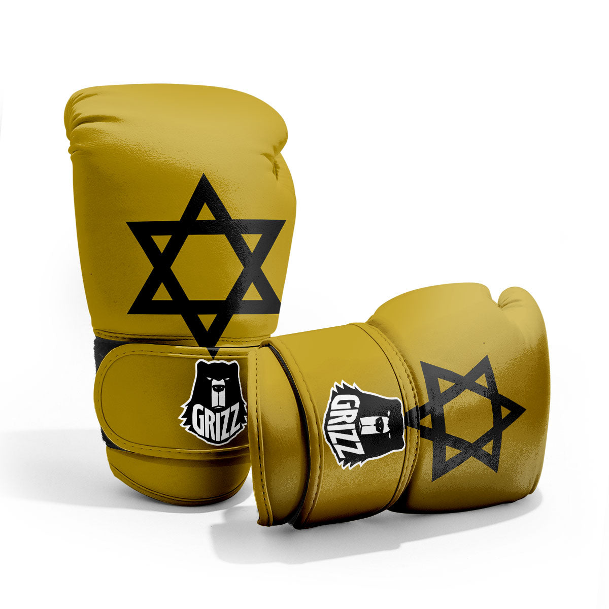 Star of David Yellow And Black Print Pro Boxing Glove