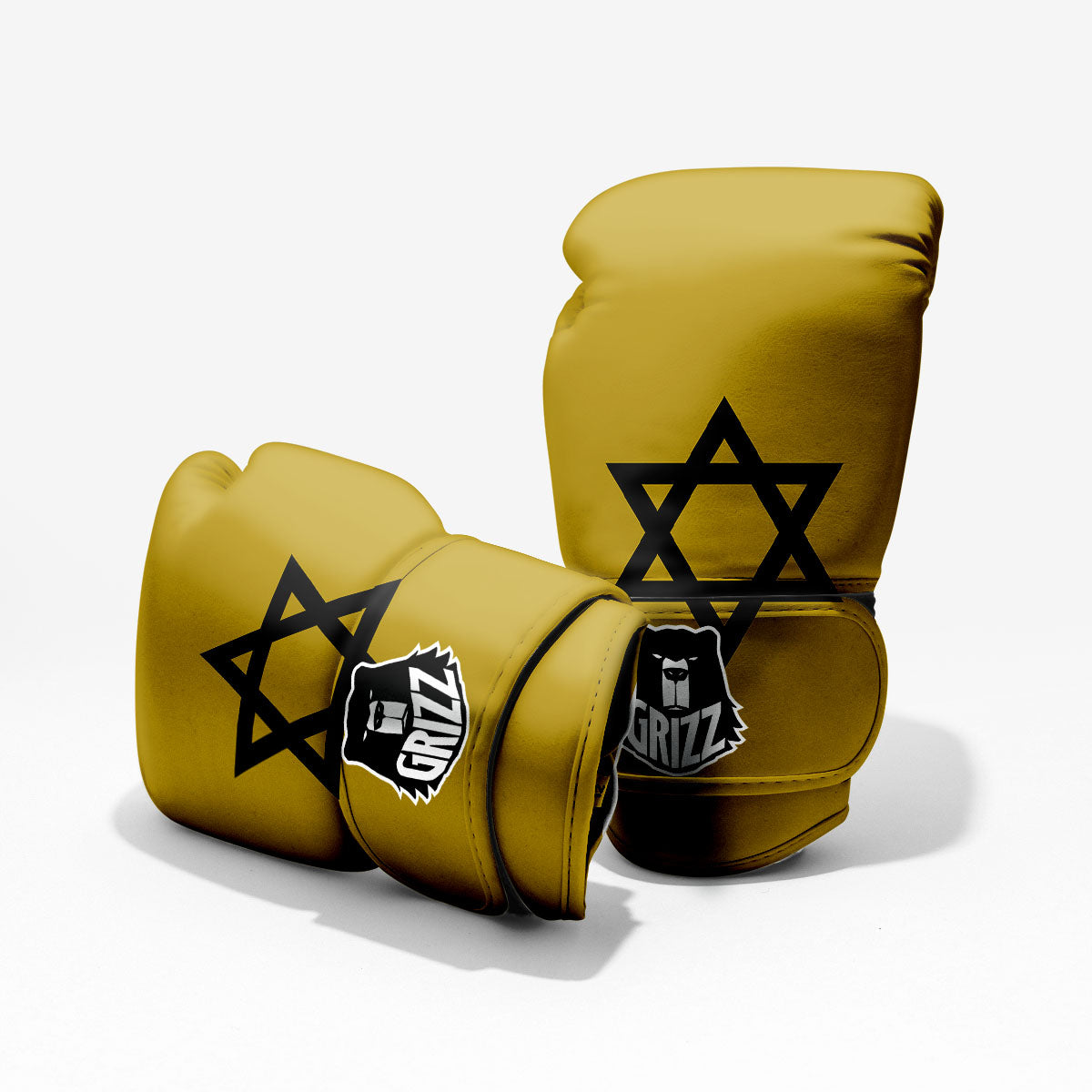 Star of David Yellow And Black Print Pro Boxing Glove