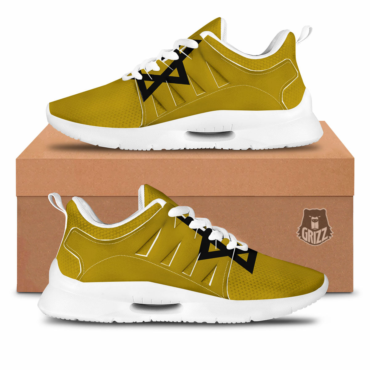 Star of David Yellow And Black Print Tennis Shoes-grizzshop