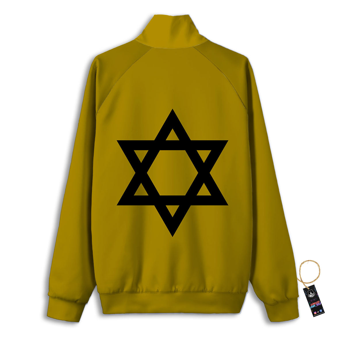 Star of David Yellow And Black Print Track Jacket-grizzshop