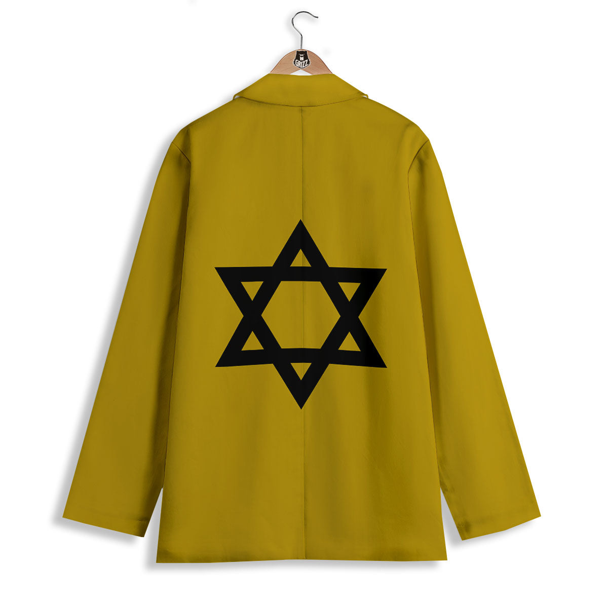 Star of David Yellow And Black Print Women's Blazer-grizzshop