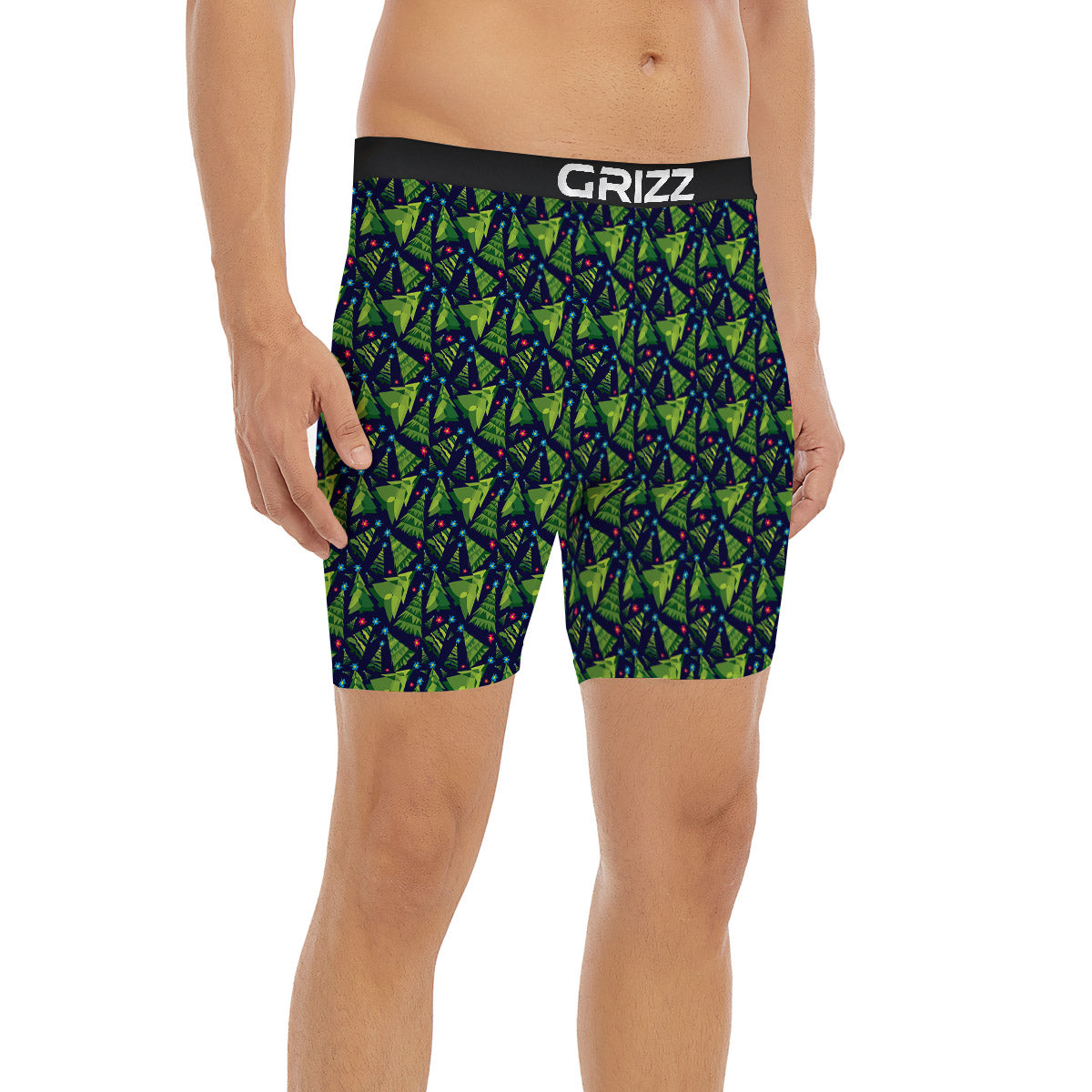 Star And Christmas Tree Print Pattern Boxer Briefs