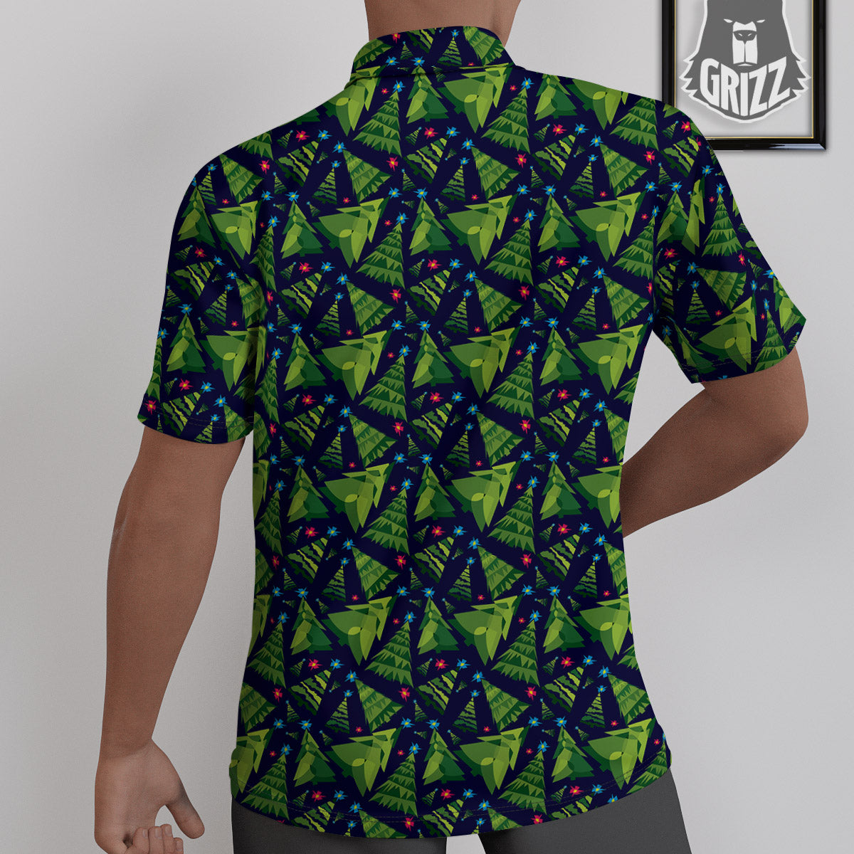 Star And Christmas Tree Print Pattern Untucked Shirts-grizzshop