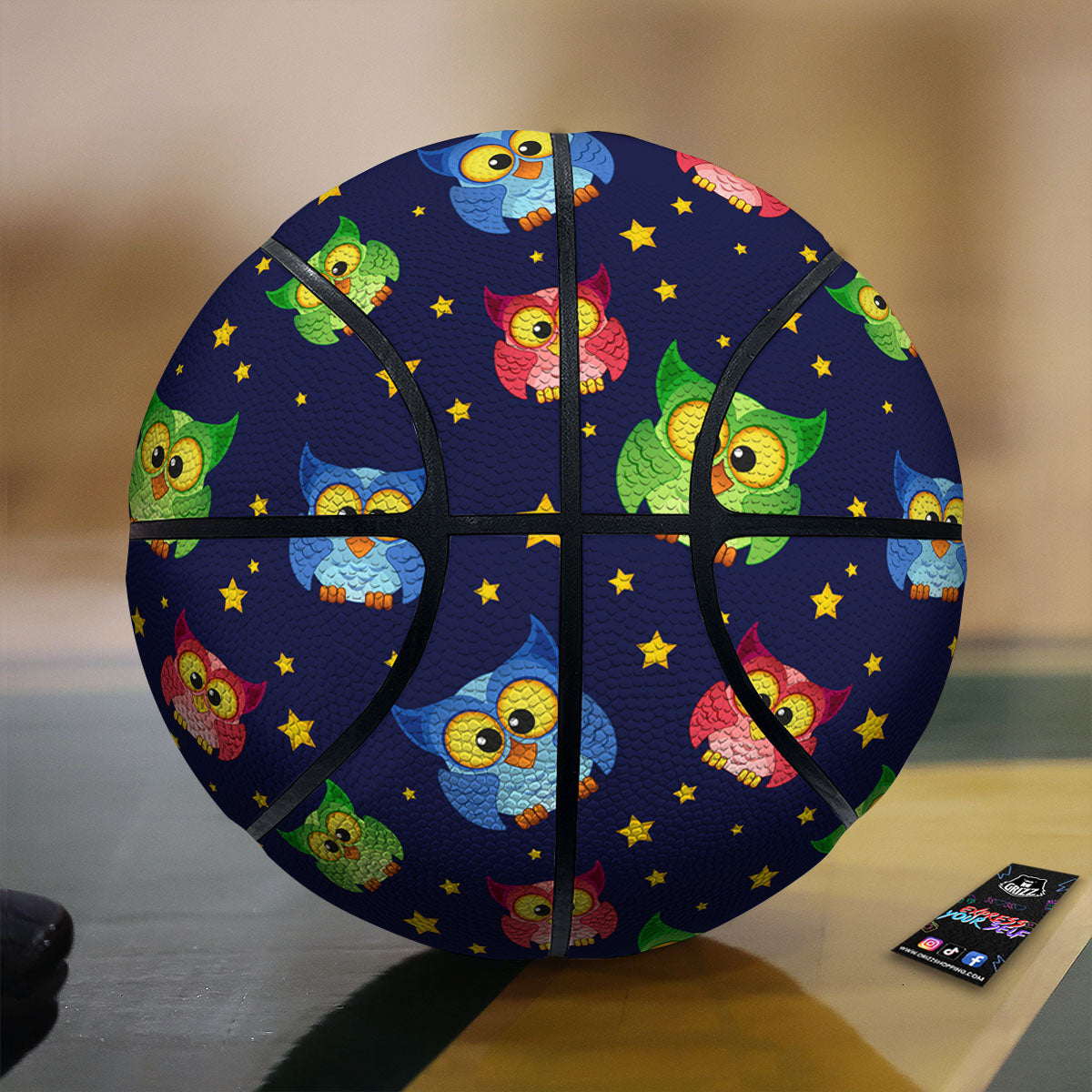 Star And Owl Print Pattern Basketball