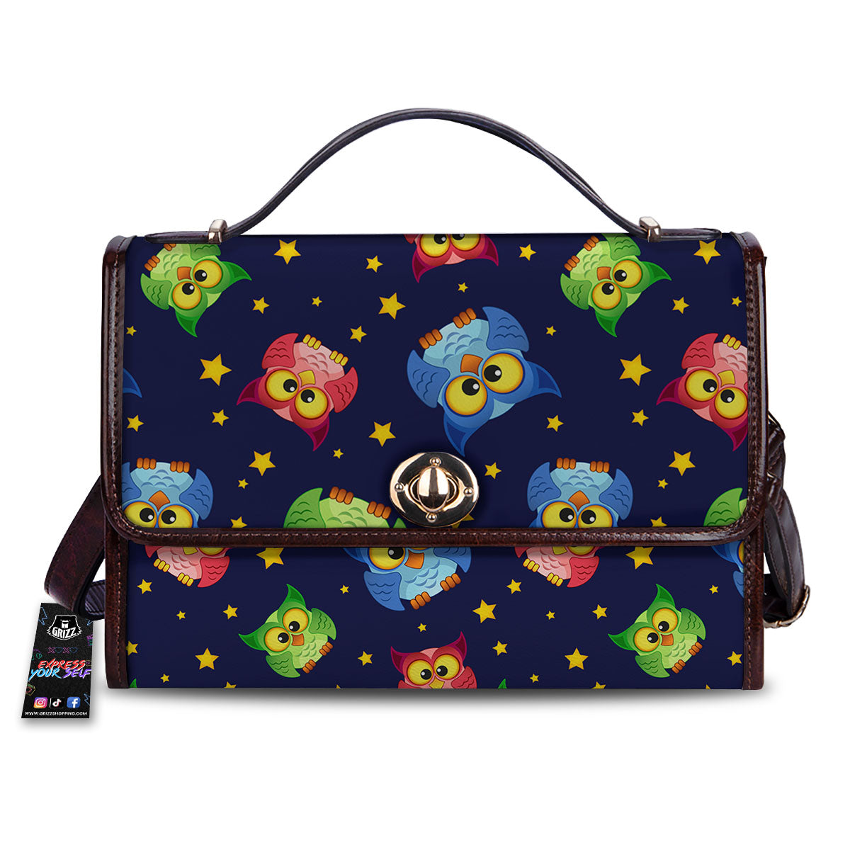 Star And Owl Print Pattern Women's Satchel Bag