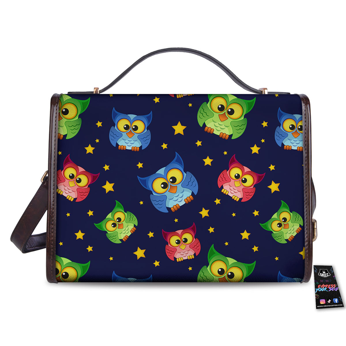 Star And Owl Print Pattern Women's Satchel Bag