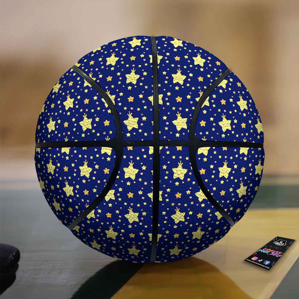 Striped White And Navy Print Pattern Basketball