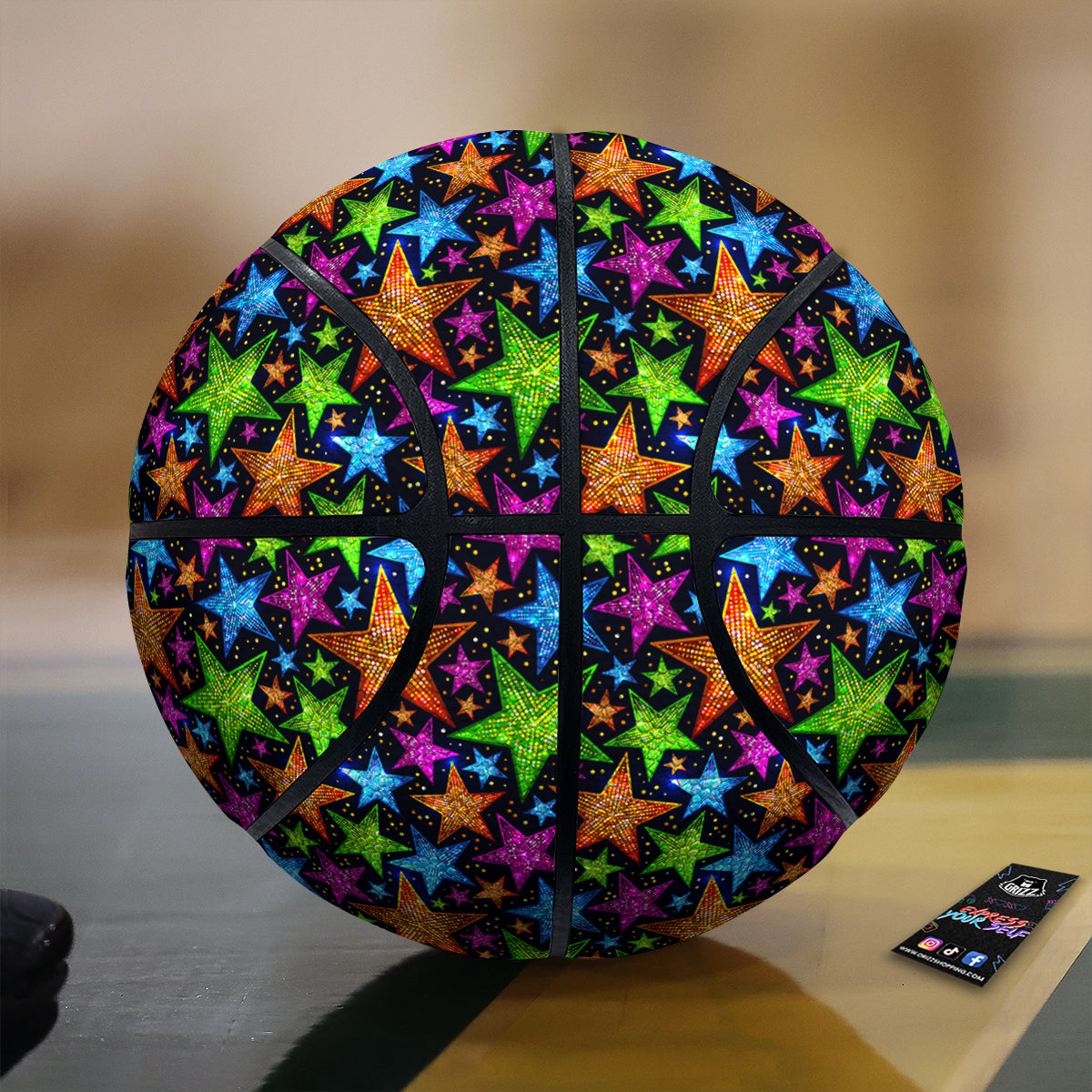 Star Disco Sparkles Print Pattern Basketball