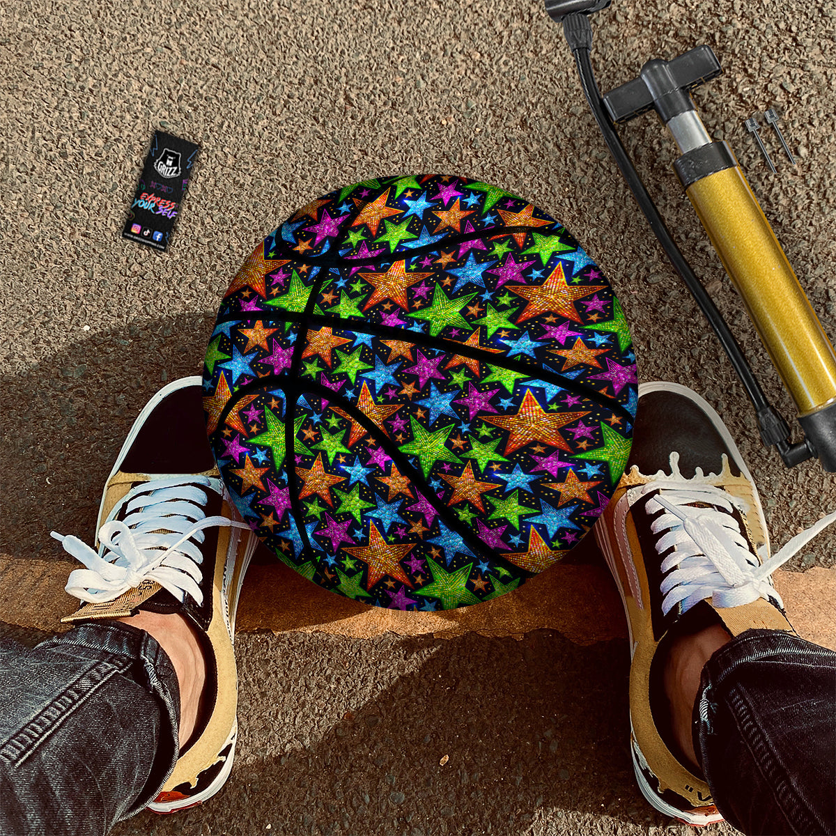 Star Disco Sparkles Print Pattern Basketball