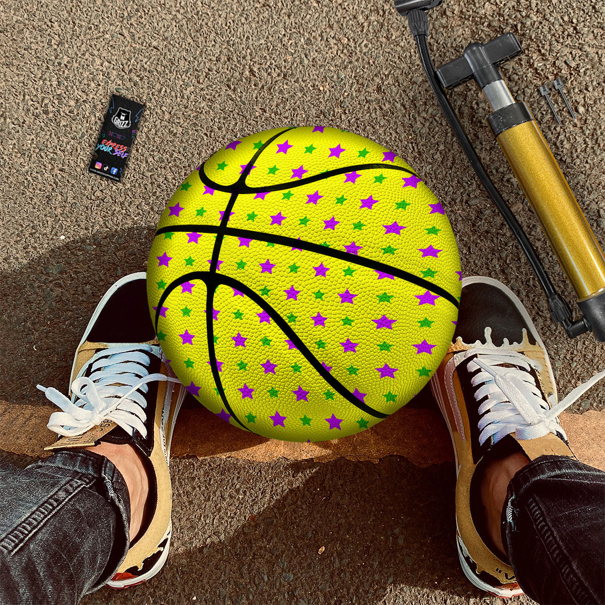 Star Mardi Gras Print Pattern Basketball