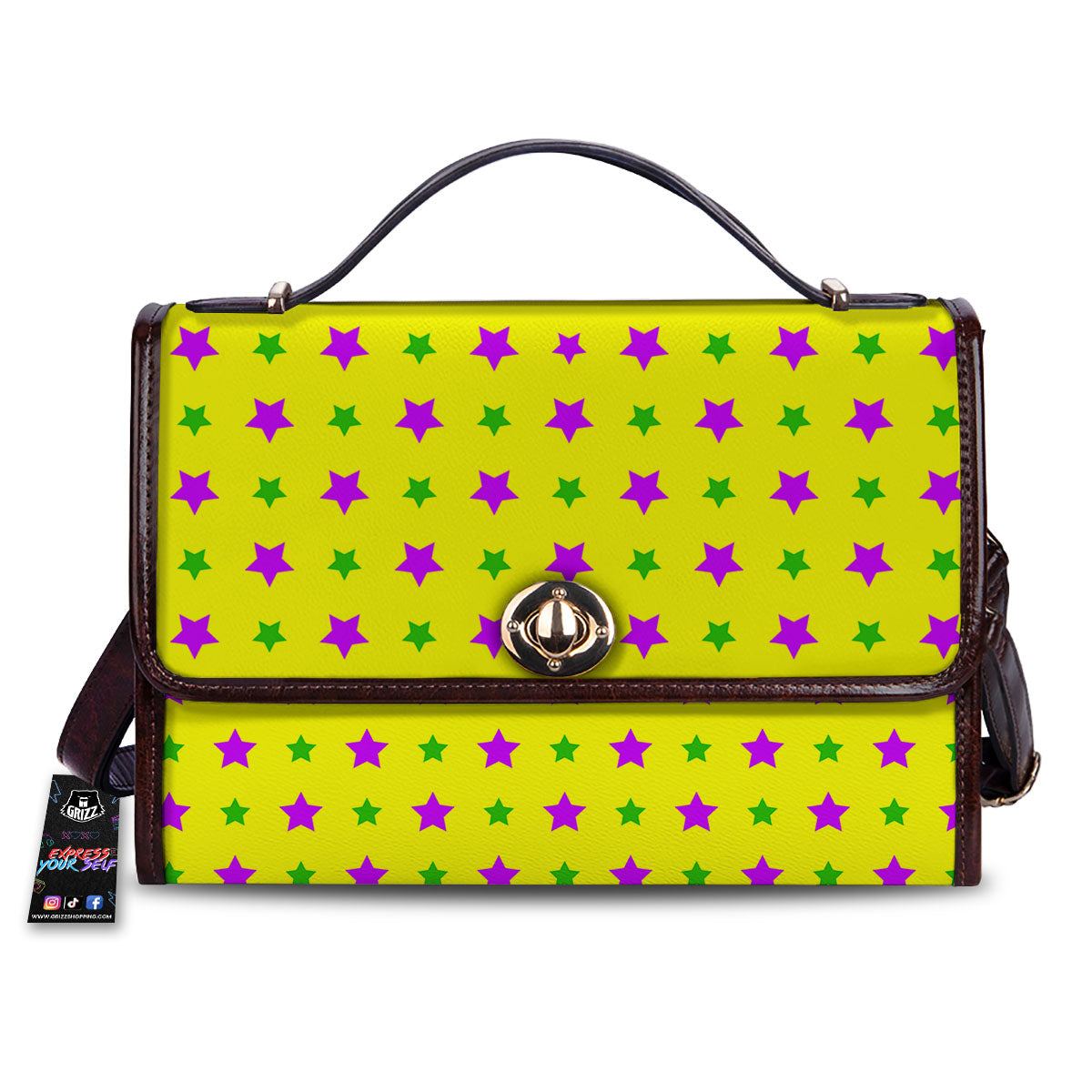 Star Mardi Gras Print Pattern Women's Satchel Bag