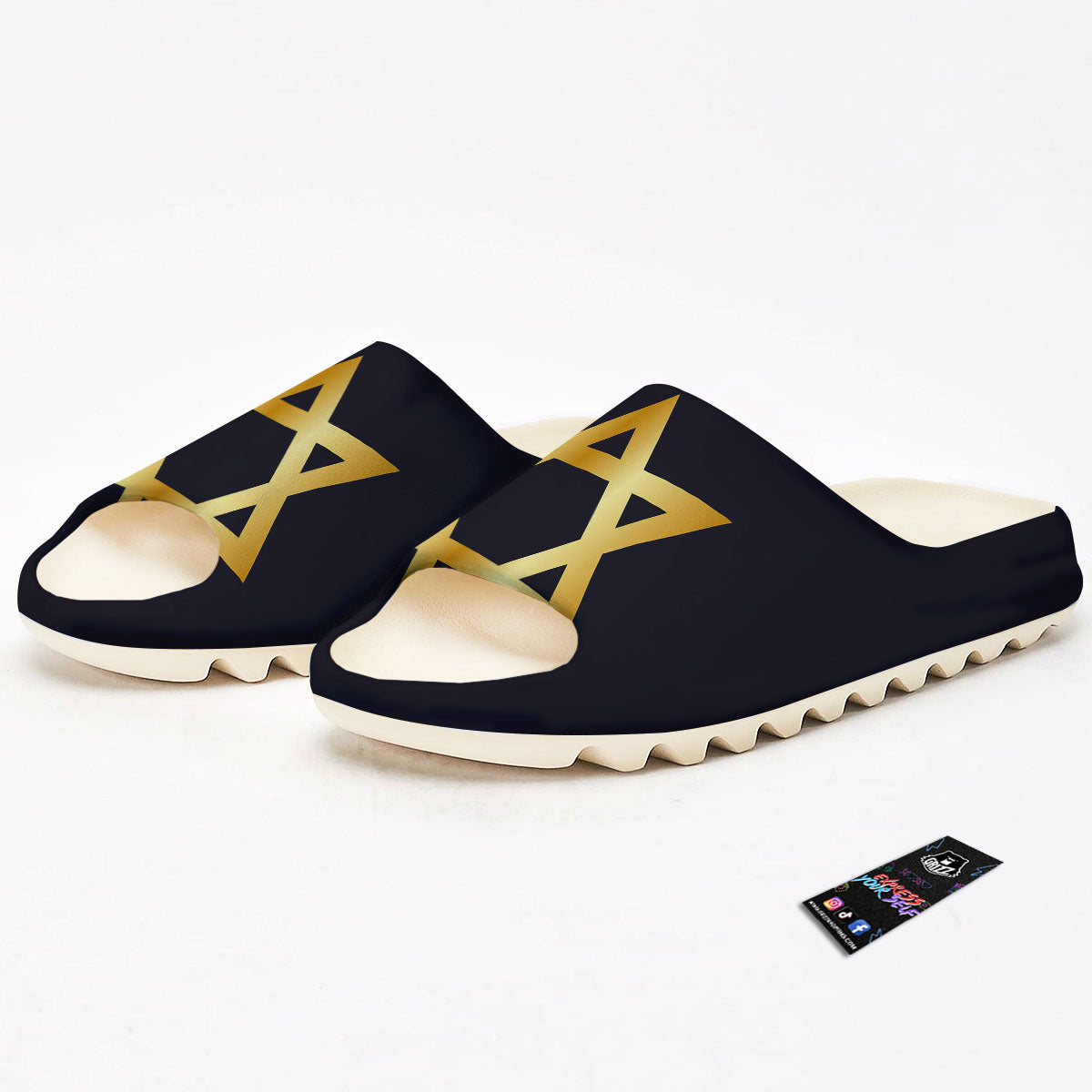 Star Of David Golden Print Sandals