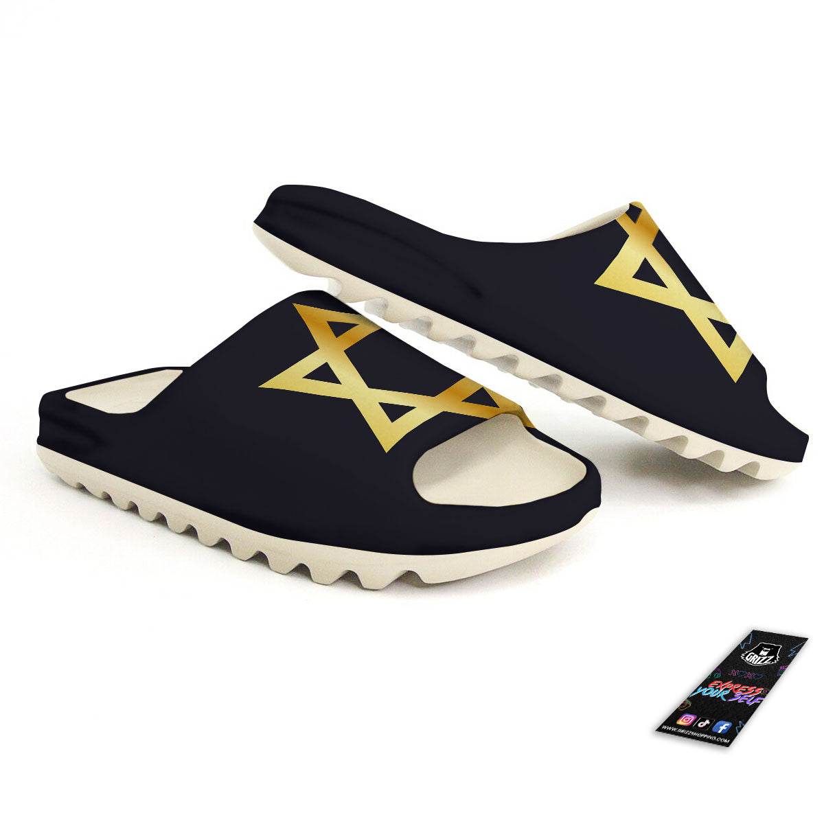 Star Of David Golden Print Sandals