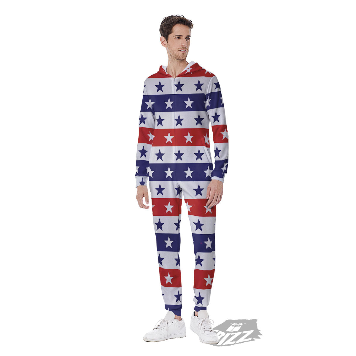 Star USA Patriotic Print Pattern Men's Jumpsuit-grizzshop