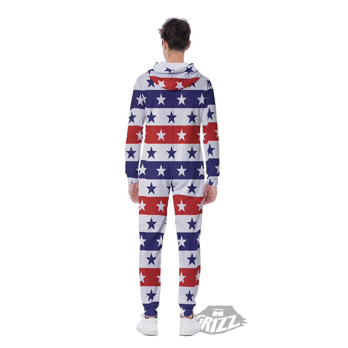 Star USA Patriotic Print Pattern Men's Jumpsuit-grizzshop