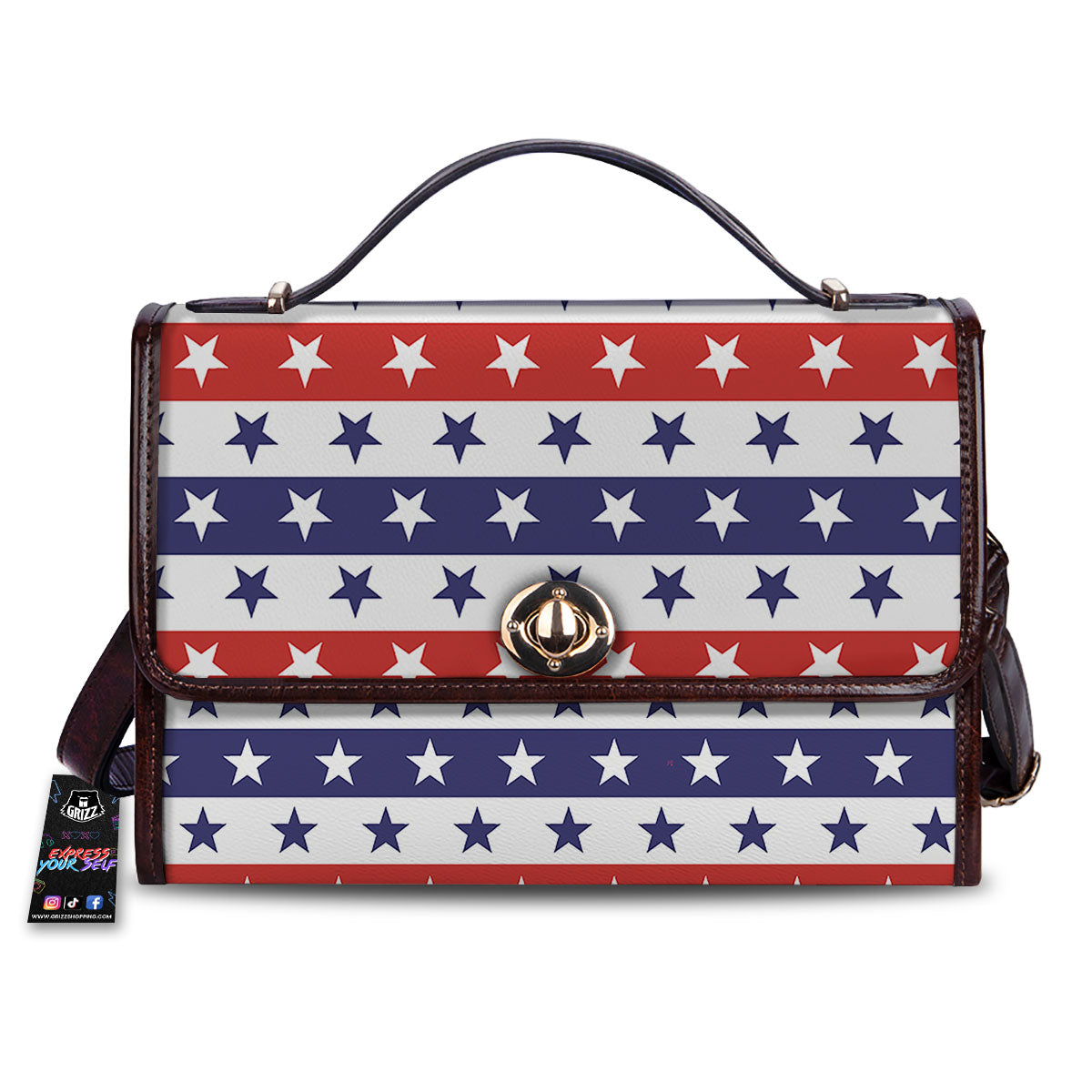 Star USA Patriotic Print Pattern Women's Satchel Bag