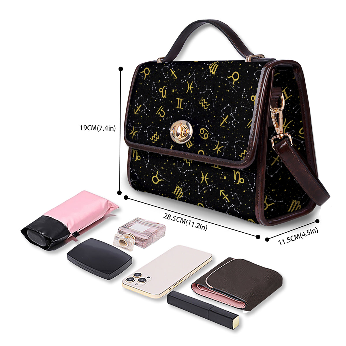 Star Zodiac Signs Print Pattern Women's Satchel Bag