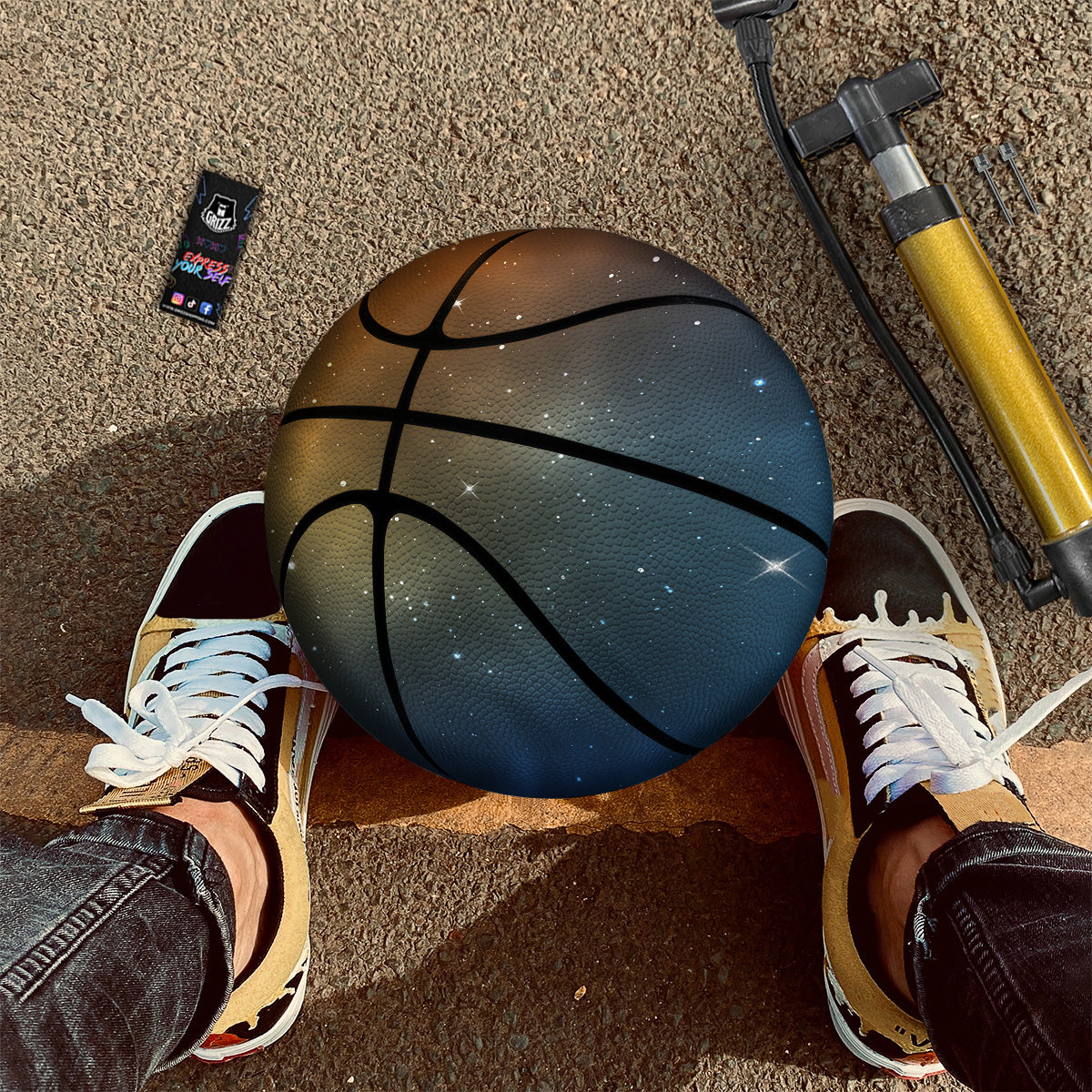 Stardust Galaxy Space Blue Orange Print Basketball