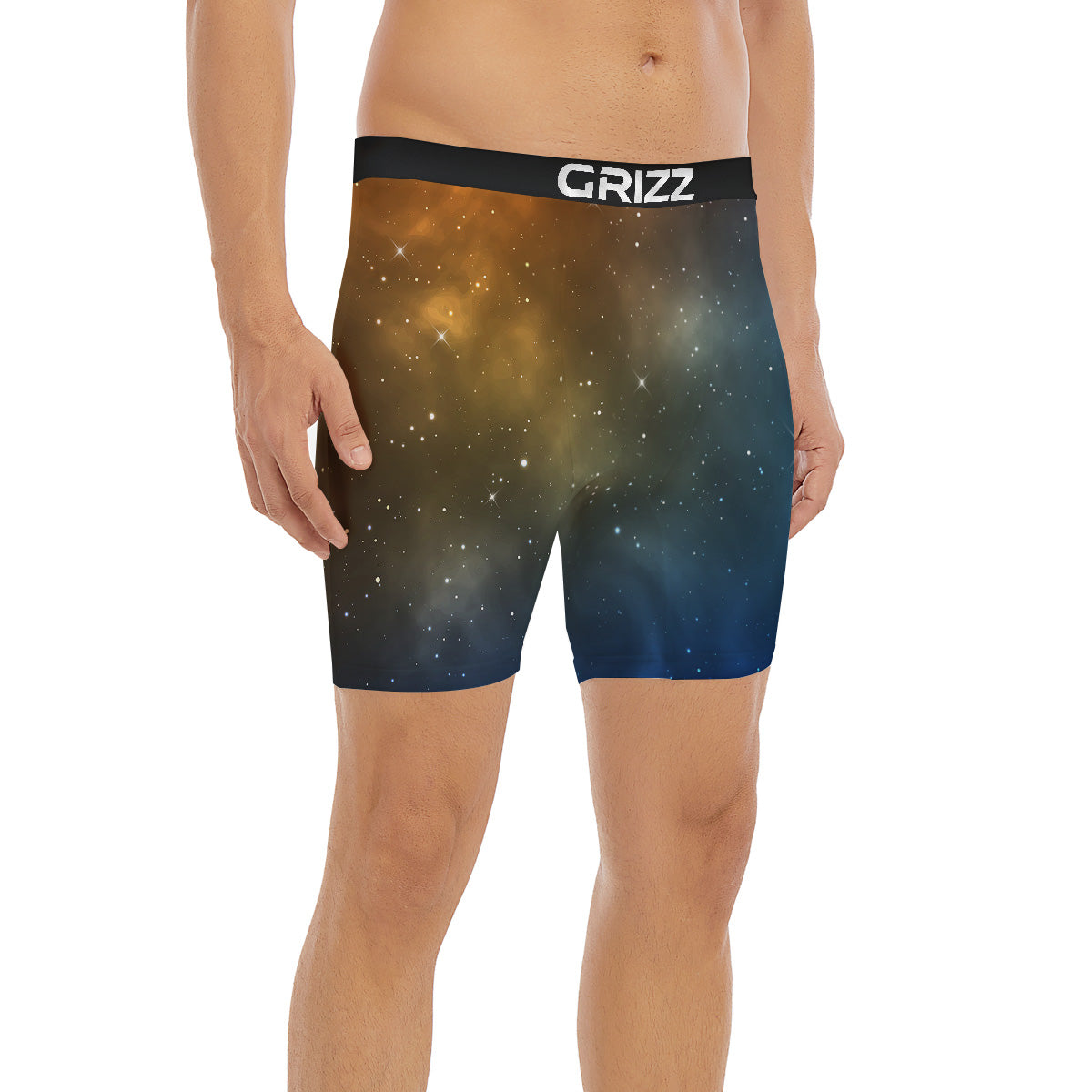 Stardust Galaxy Space Blue Orange Print Boxer Briefs
