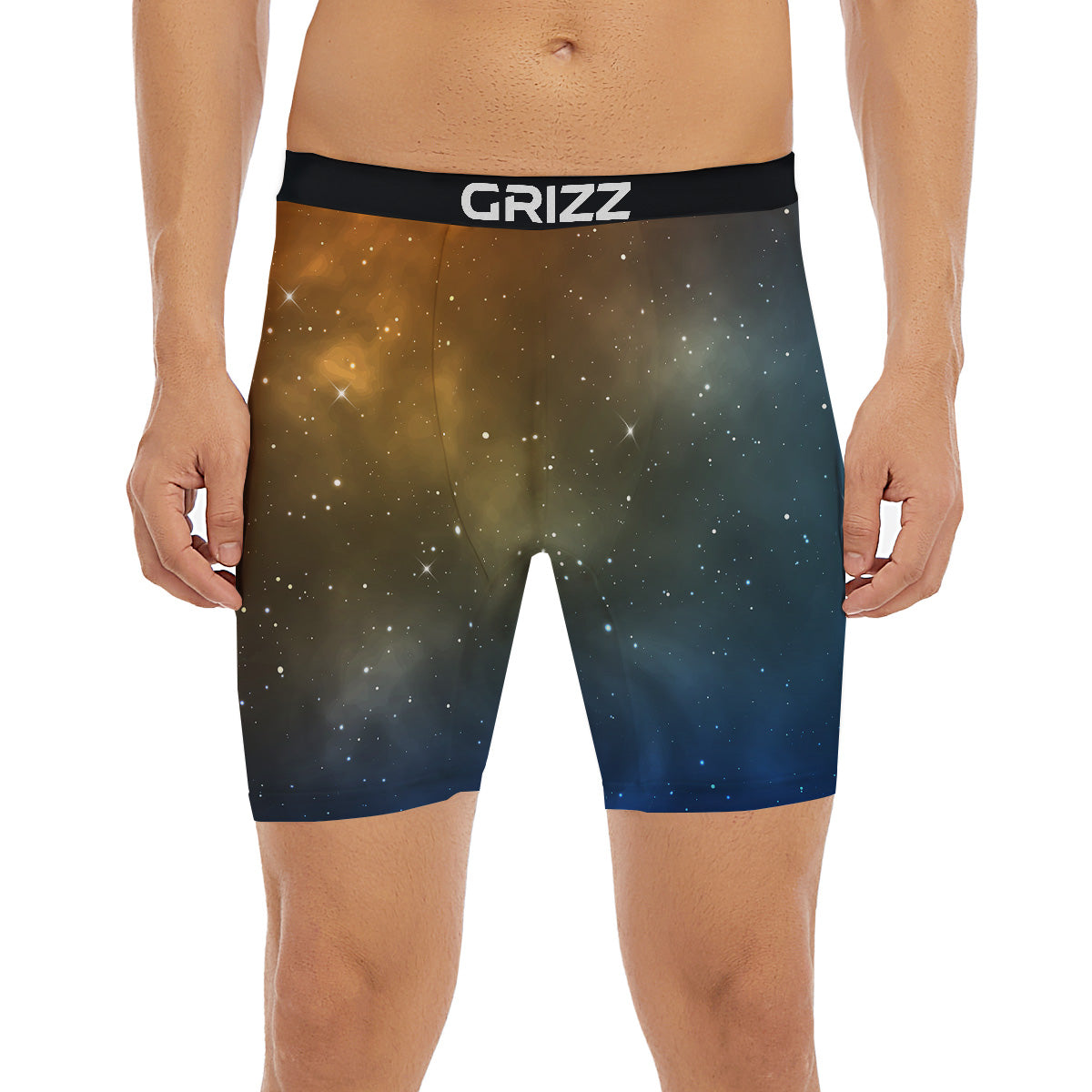 Stardust Galaxy Space Blue Orange Print Boxer Briefs